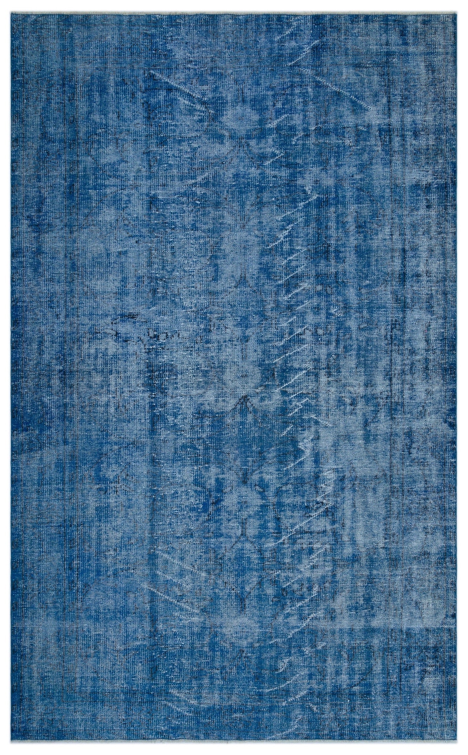 Atina Blue Vintage Wool Handmade Area Rug 6'1" x 9'11"