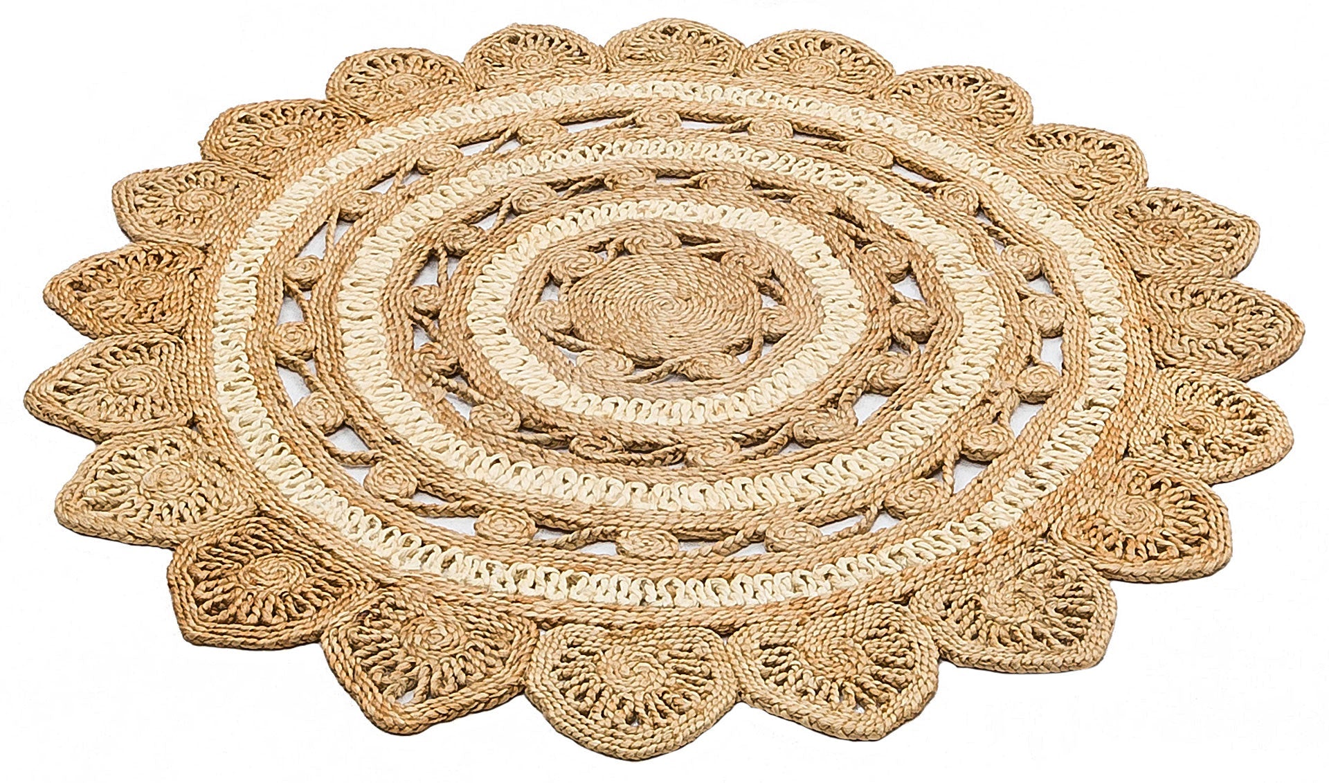 Round Jute Rug - Beige Modern Flatweave Carpet | Soft Texture, Easy Clean