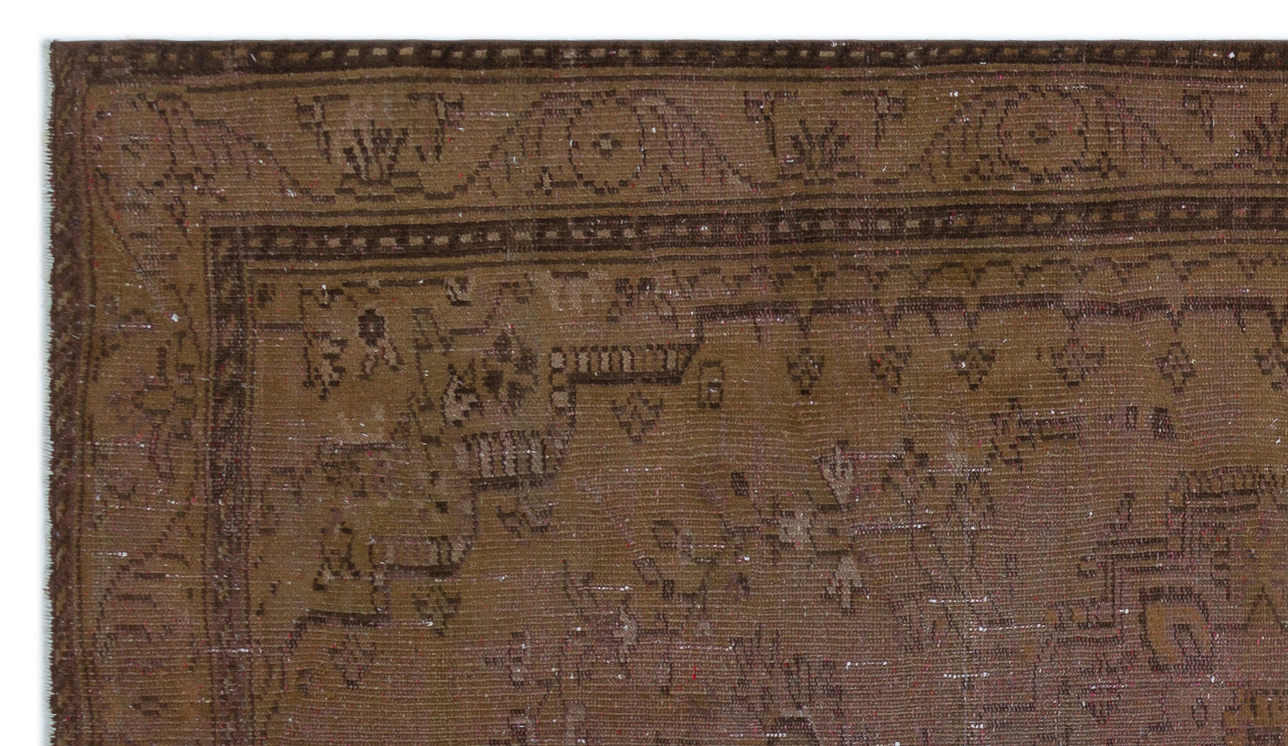 Atina Brown Vintage Wool Handmade Area Rug 4'11" x 8'6"