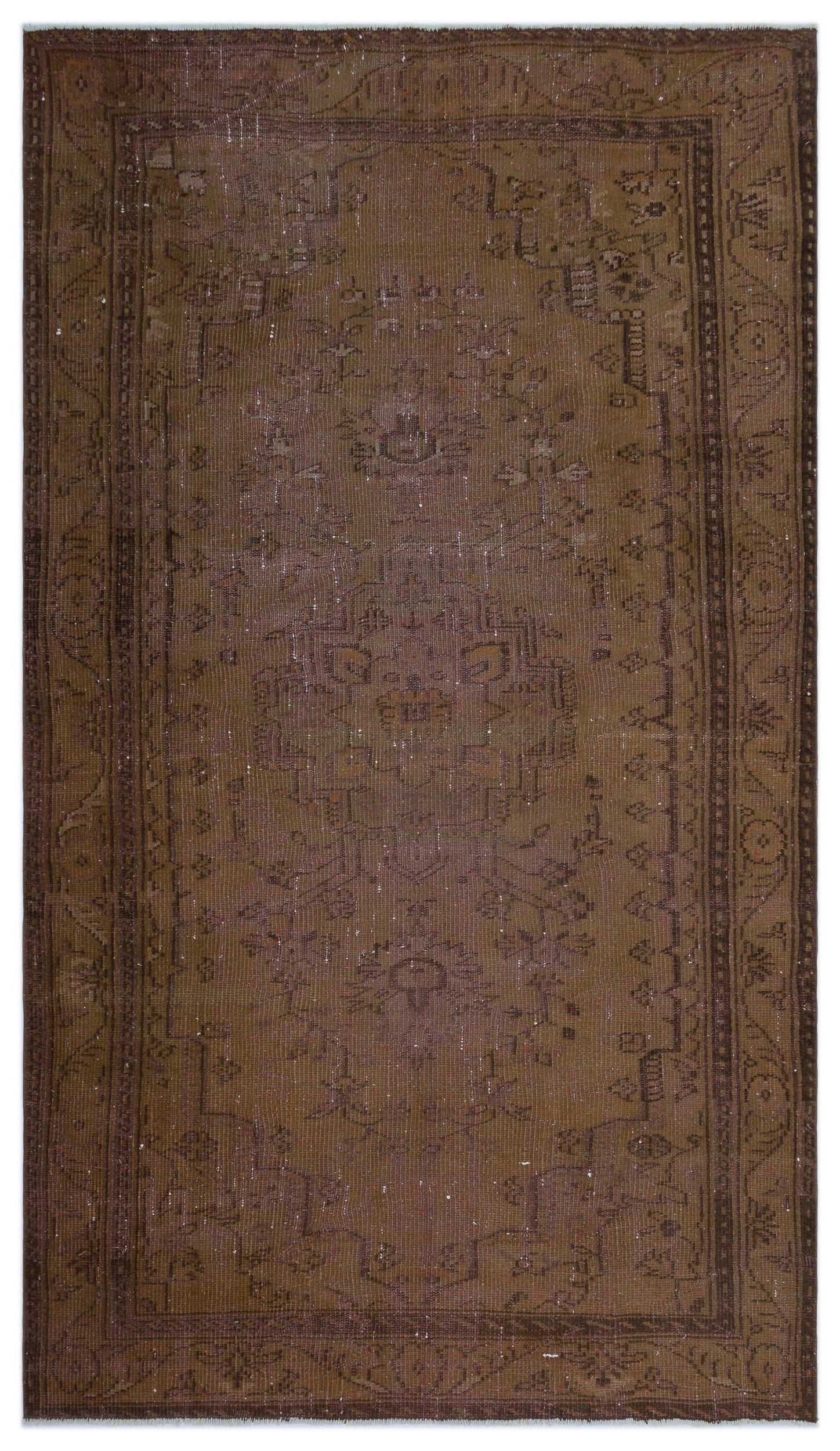 Atina Brown Vintage Wool Handmade Area Rug 4'11" x 8'6"