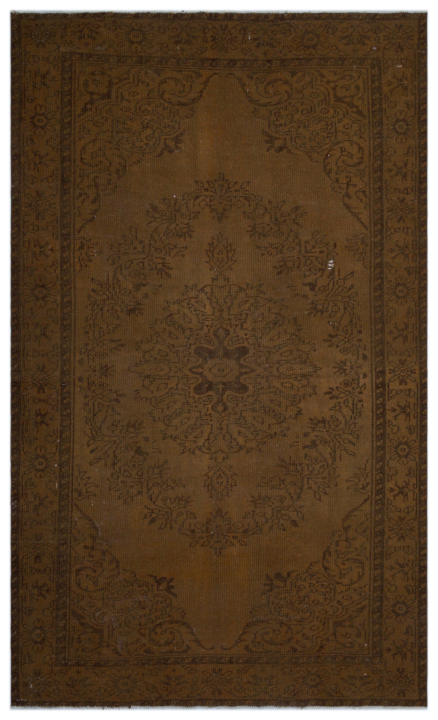 Atina Brown Vintage Wool Handmade Area Rug 6'3" x 10'2"