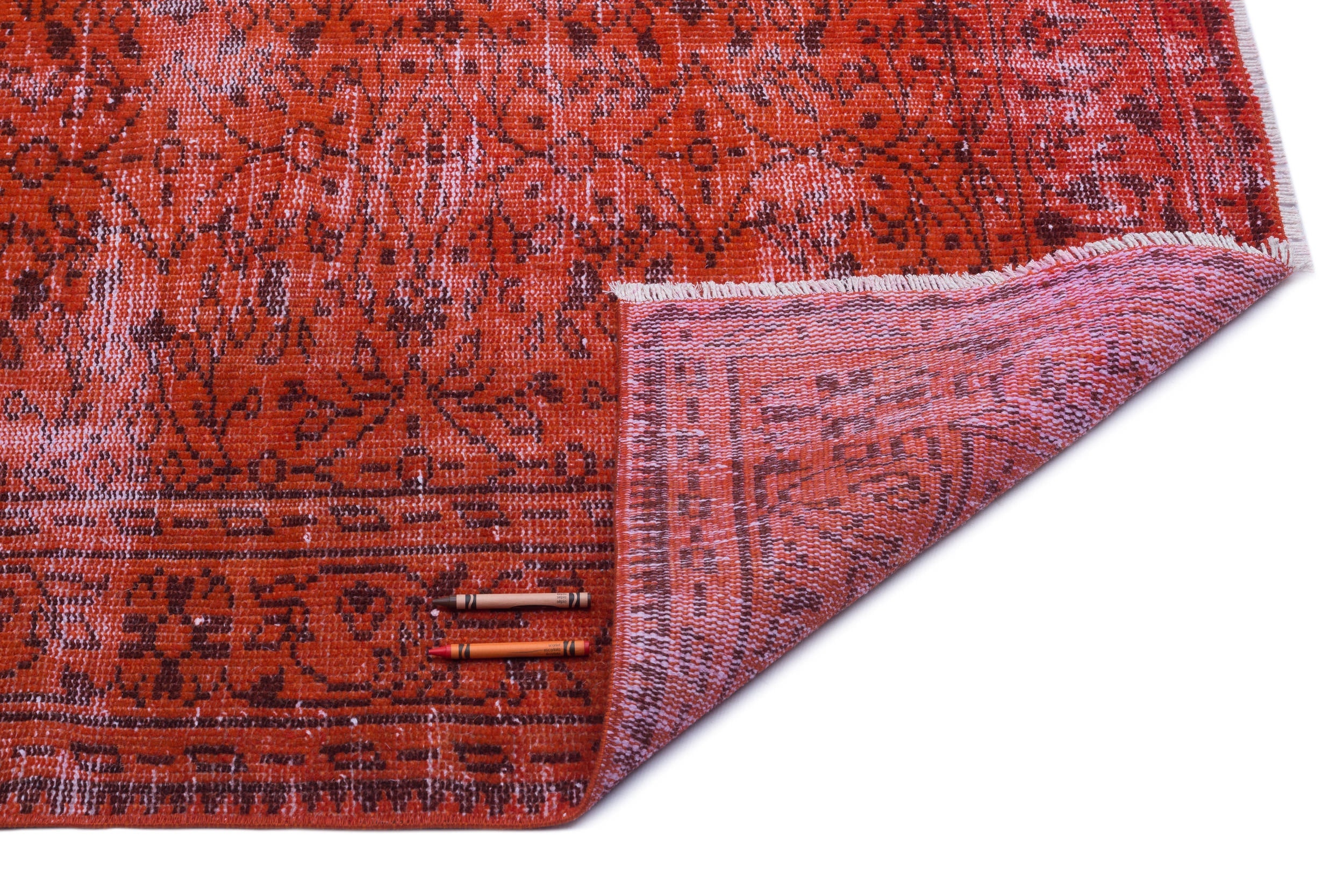 Atina Orange Vintage Wool Handmade Area Rug 5'11" x 9'3"