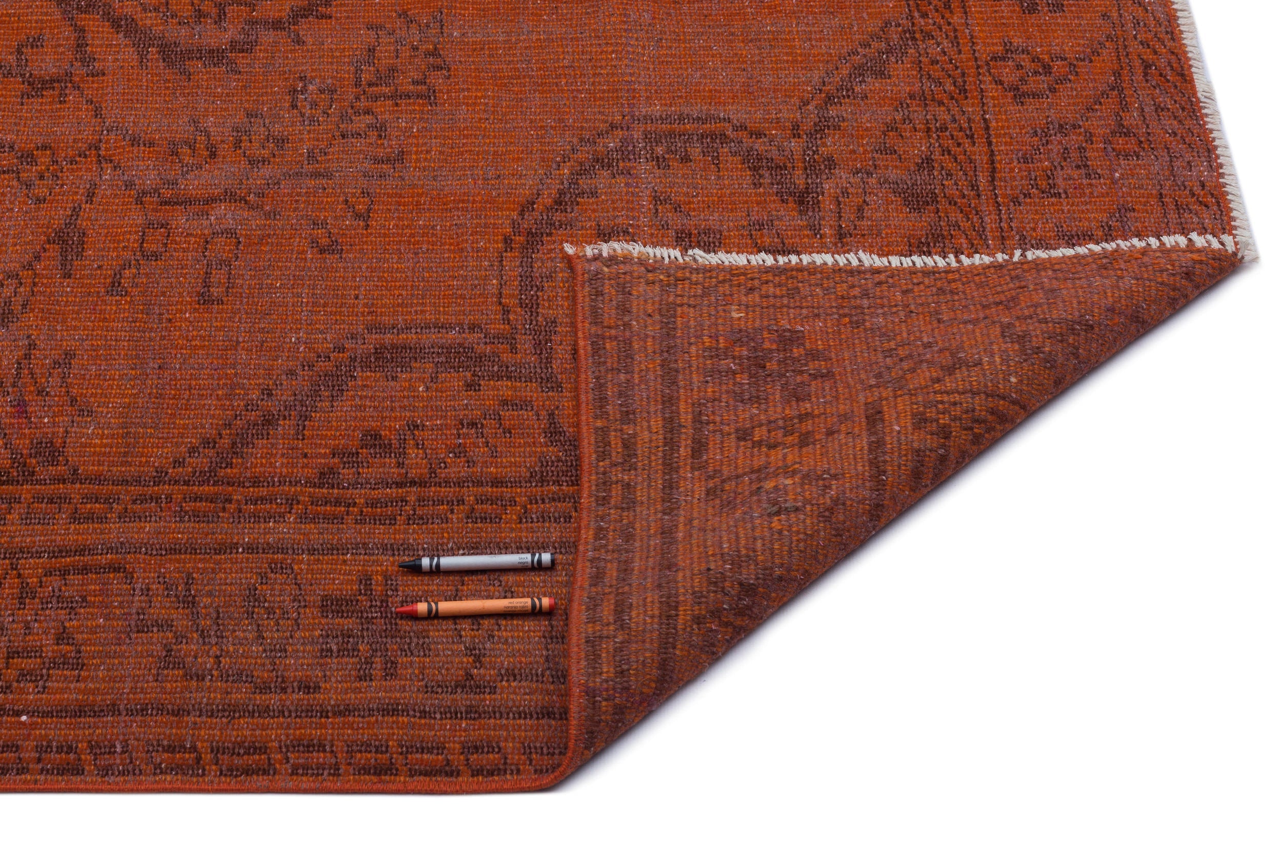 Atina Orange Vintage Wool Handmade Area Rug 4'10" x 8'4"