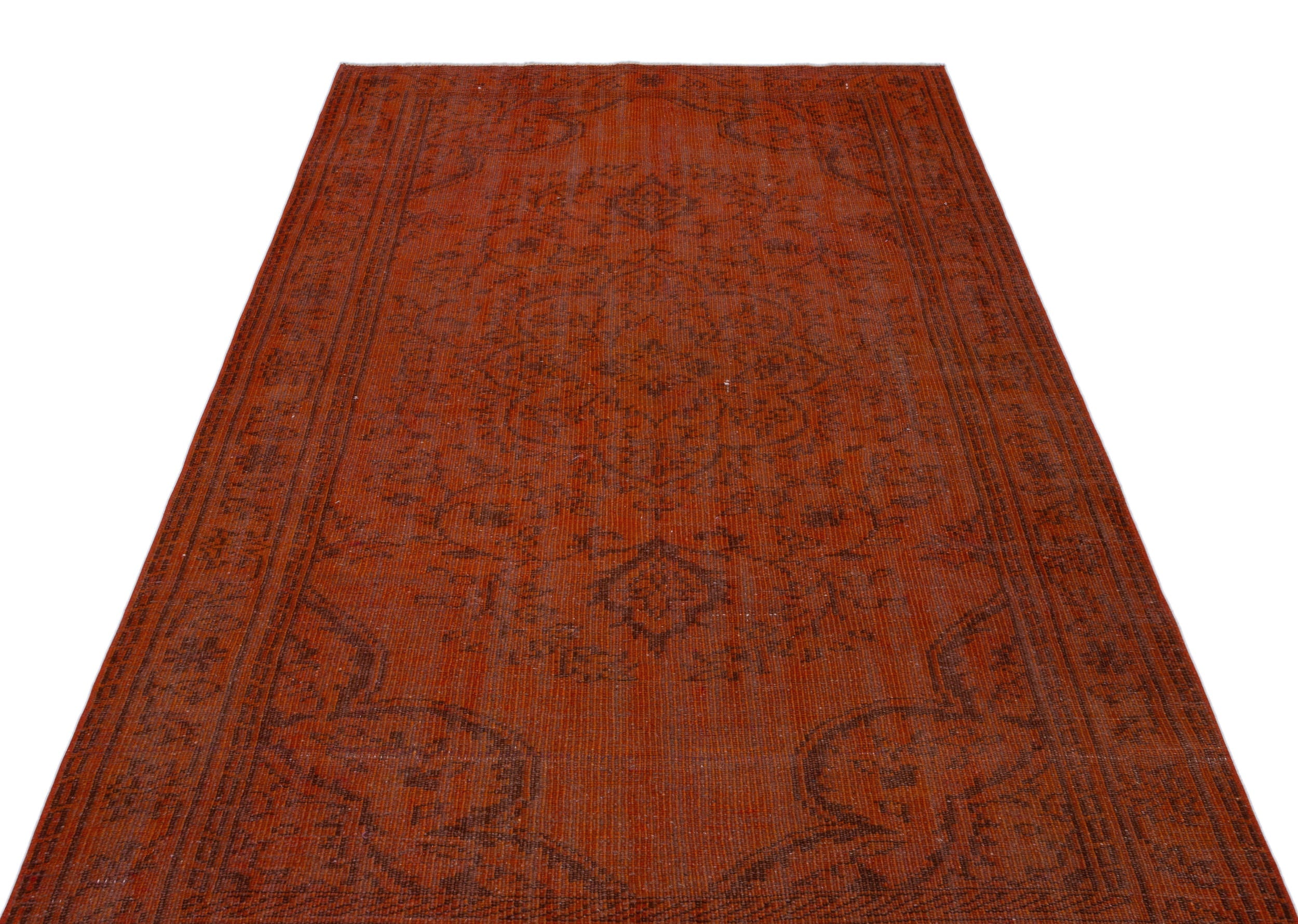 Atina Orange Vintage Wool Handmade Area Rug 4'10" x 8'4"