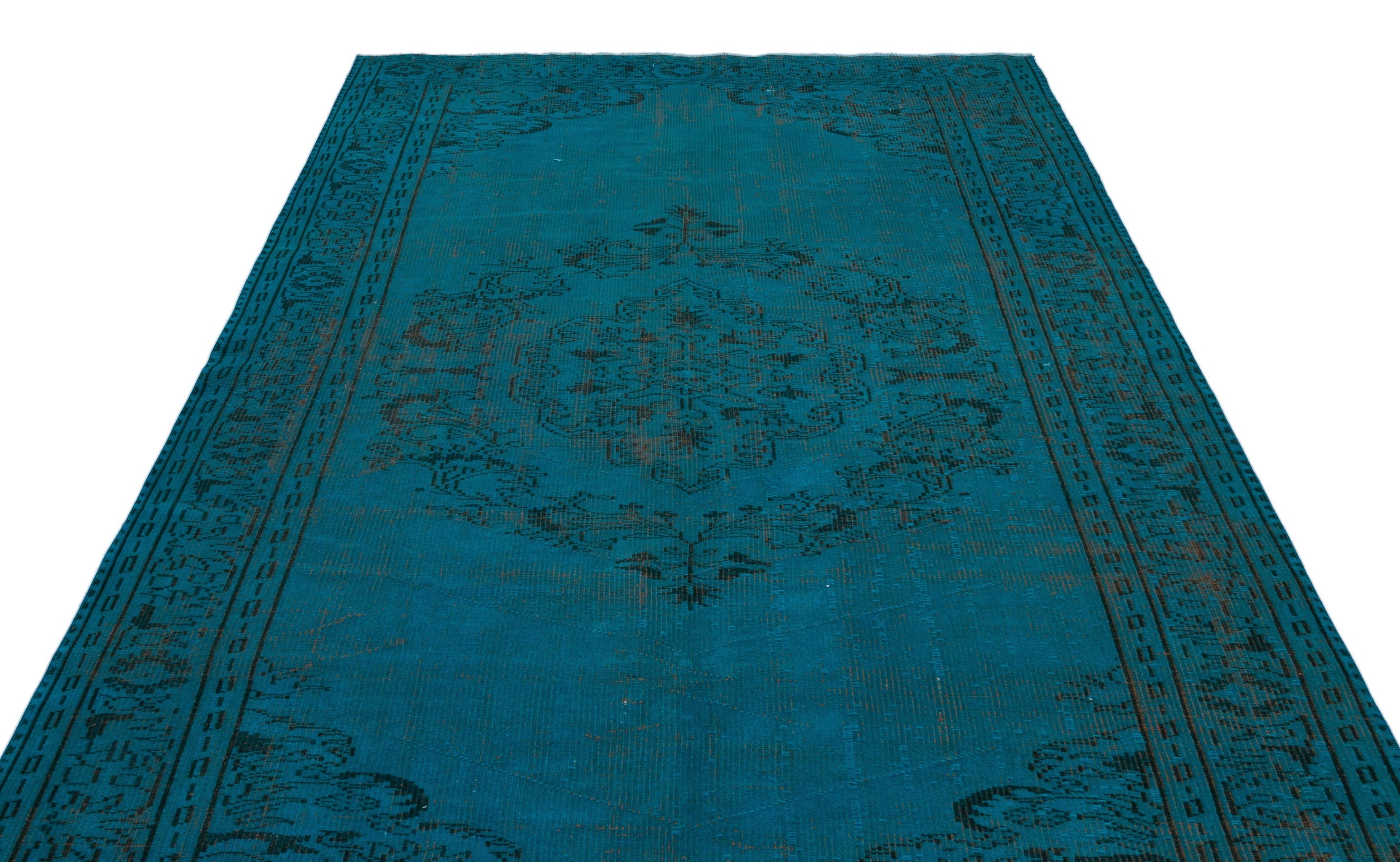 Atina Turquoise Vintage Wool Handmade Area Rug 5'9" x 10'0"