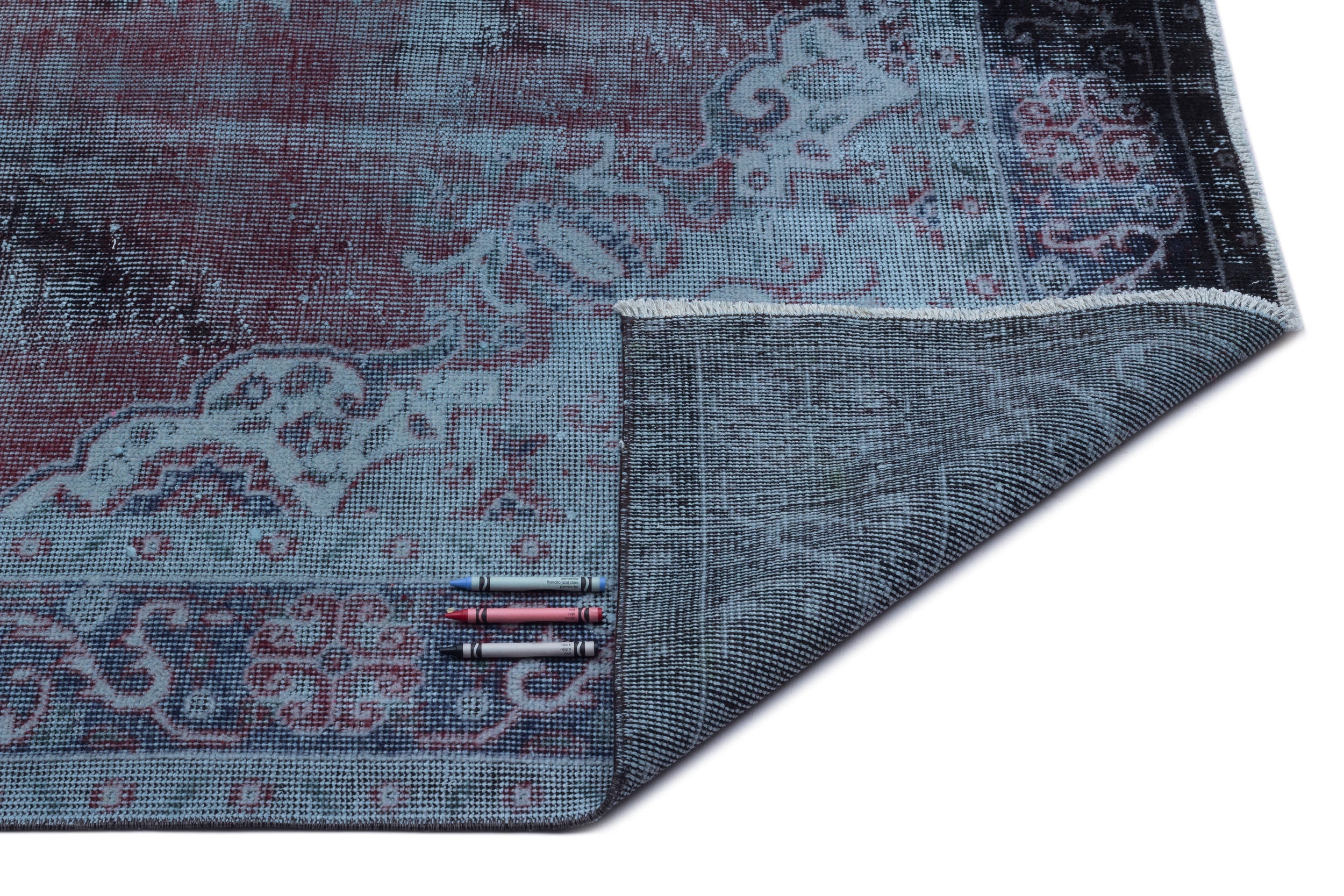 Atina Blue Vintage Wool Handmade Area Rug 5'10" x 9'2"