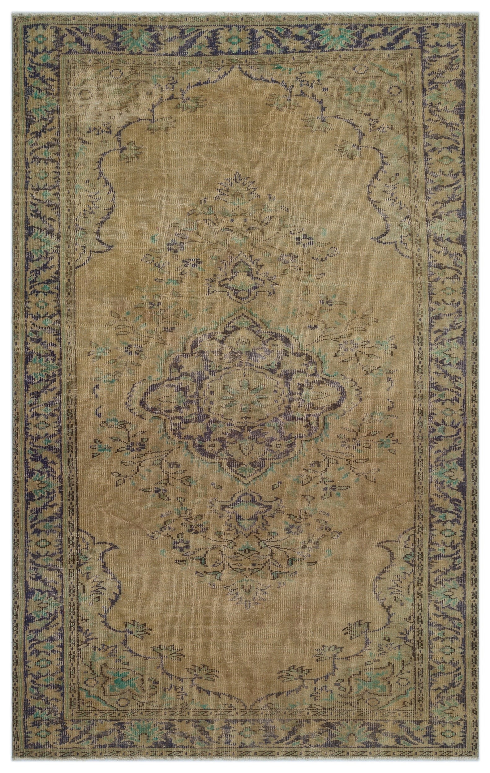Atina Brown Vintage Wool Handmade Area Rug 5'9" x 9'1"
