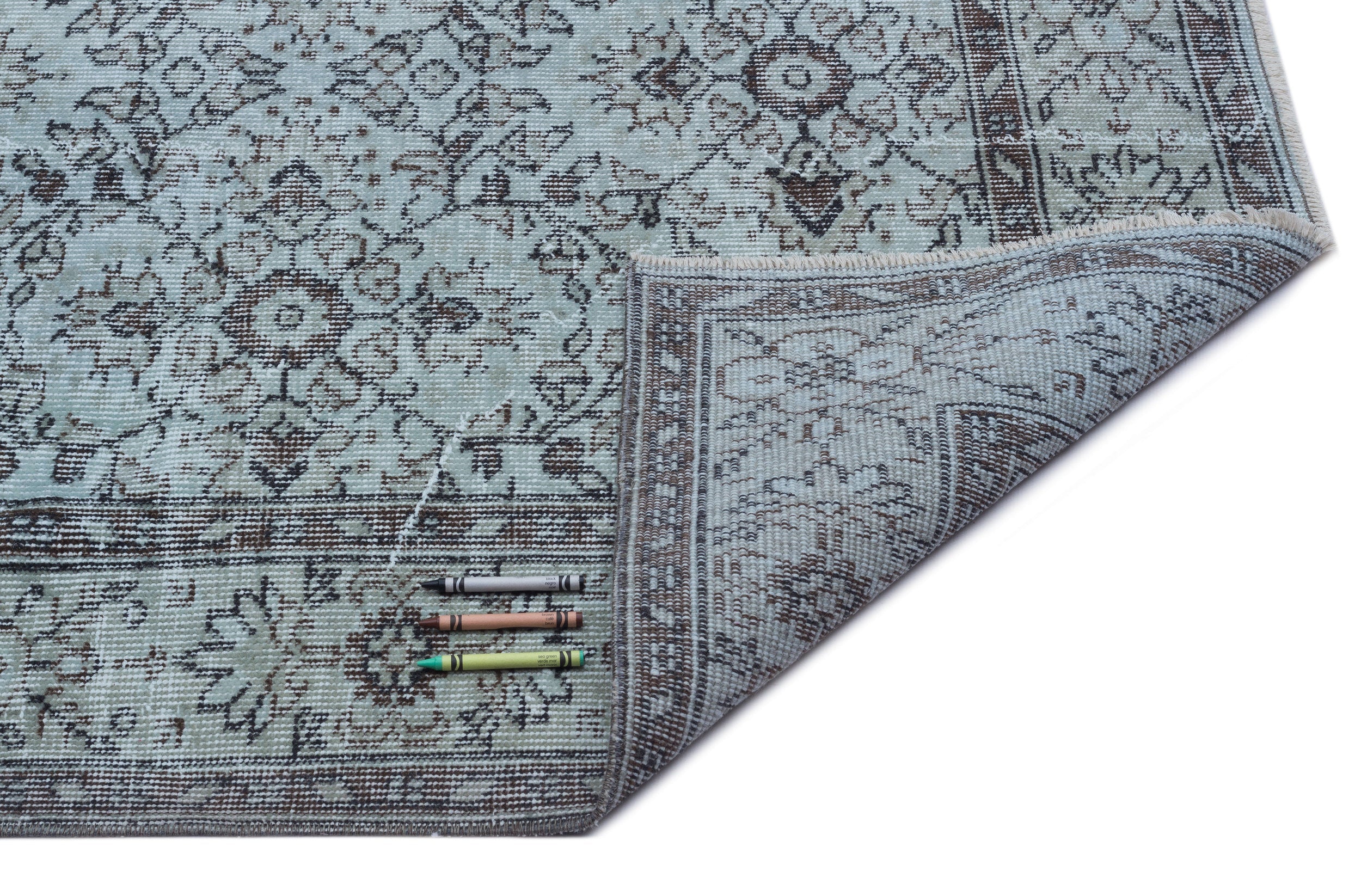 Atina Blue Vintage Wool Handmade Area Rug 6'0" x 9'3"