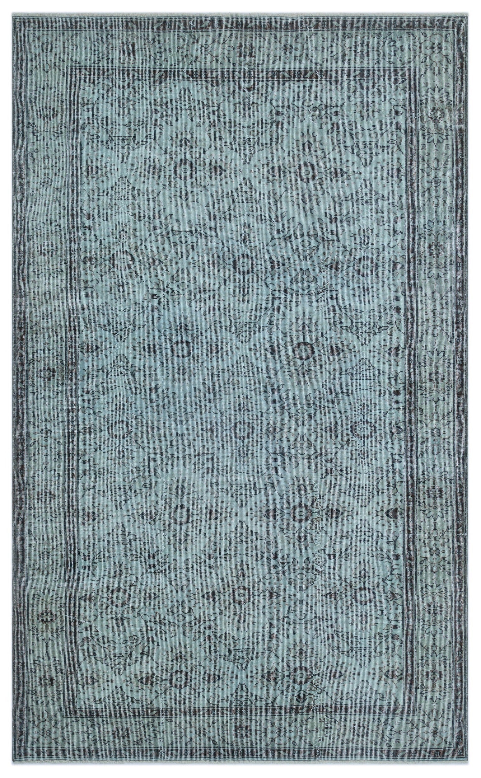 Atina Blue Vintage Wool Handmade Area Rug 6'0" x 9'3"