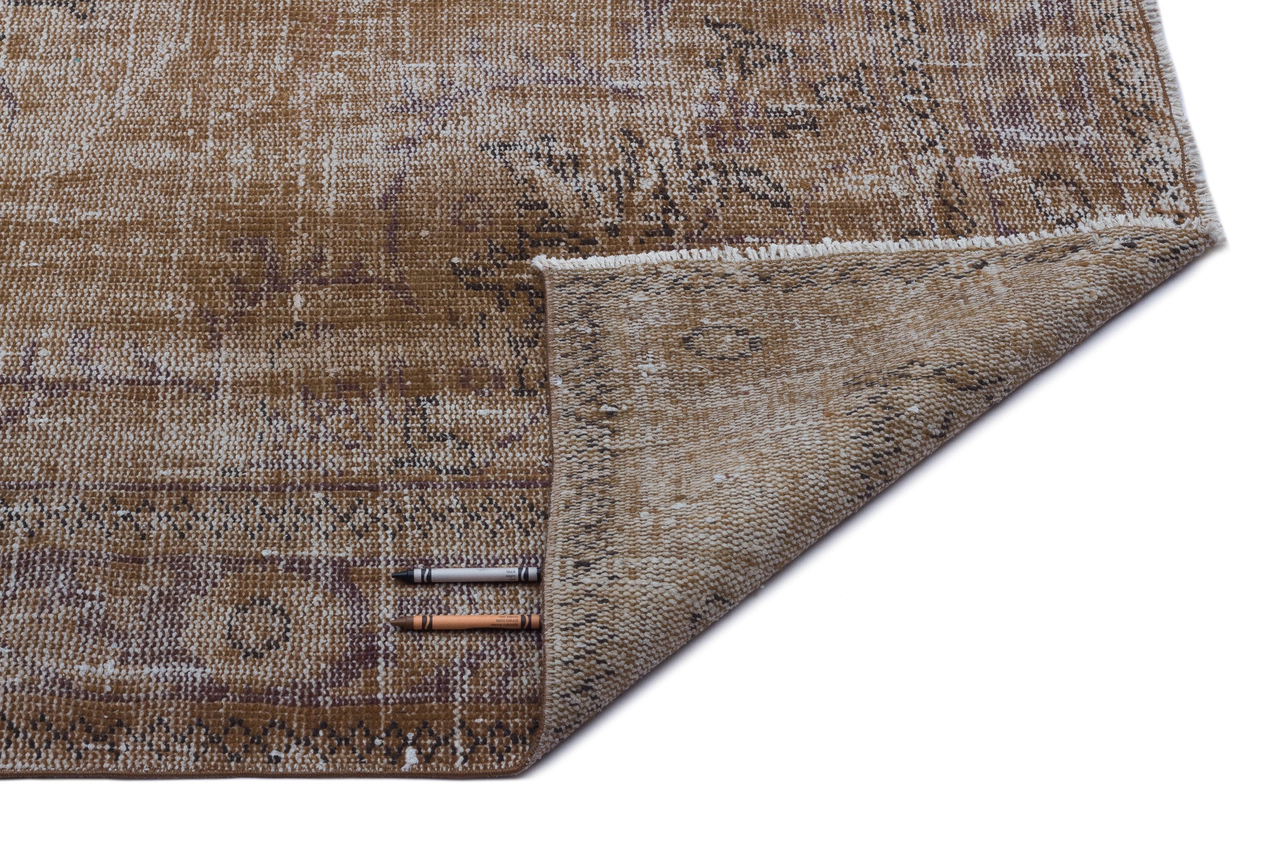 Atina Brown Vintage Wool Handmade Area Rug 6'2" x 9'9"