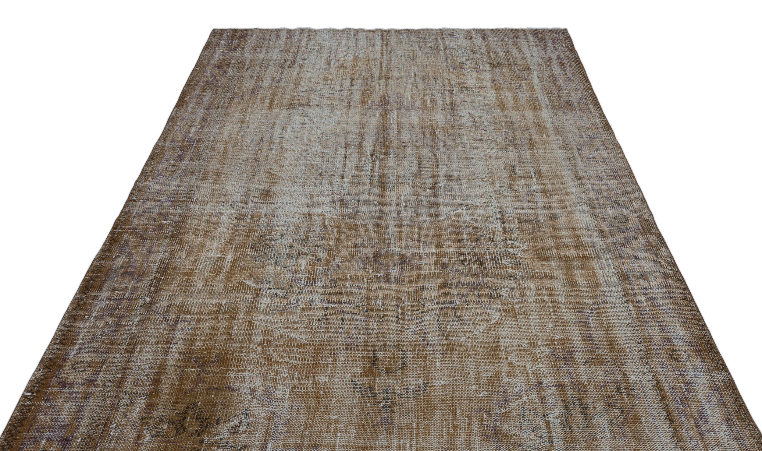 Atina Brown Vintage Wool Handmade Area Rug 6'2" x 9'9"
