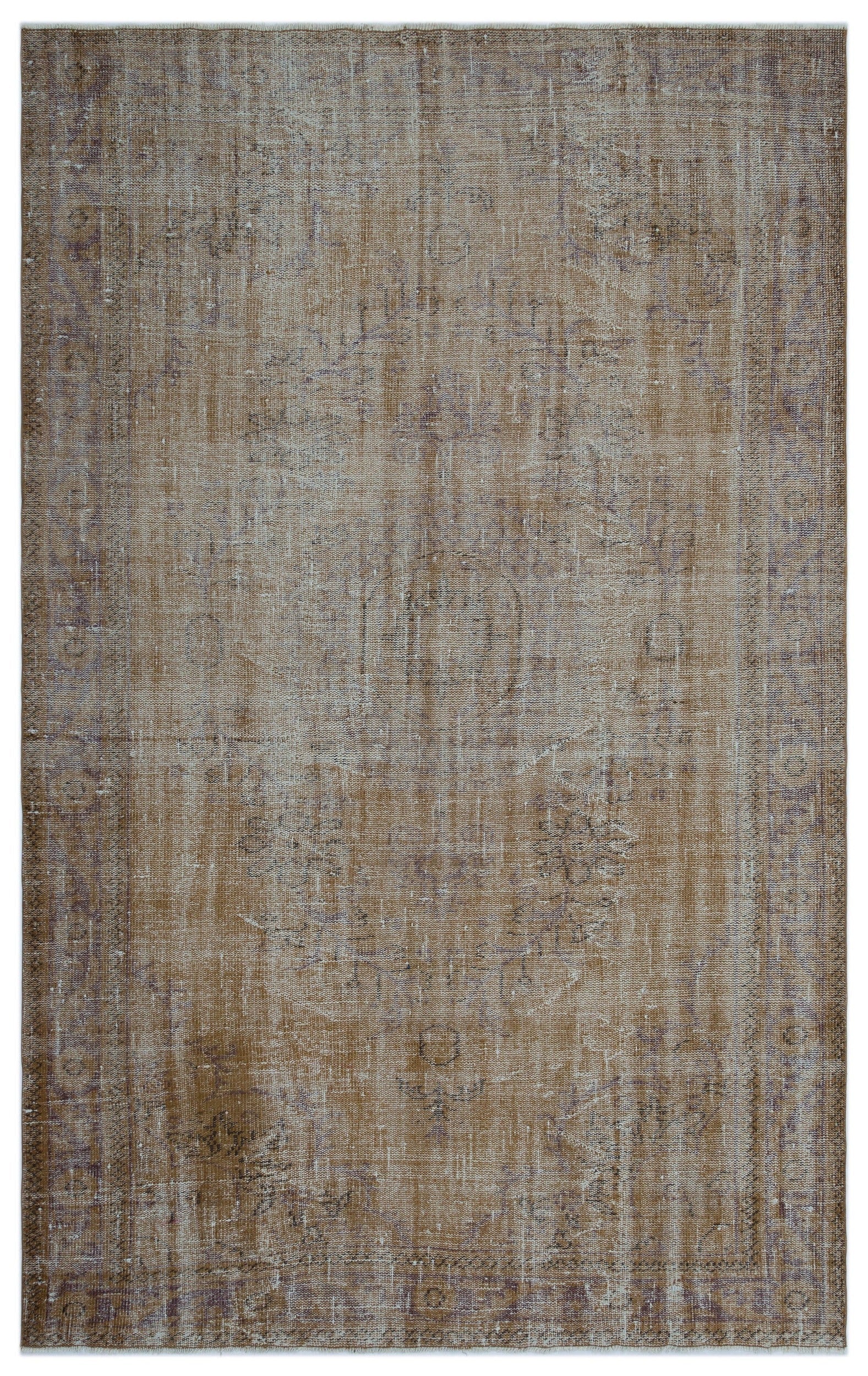 Atina Brown Vintage Wool Handmade Area Rug 6'2" x 9'9"