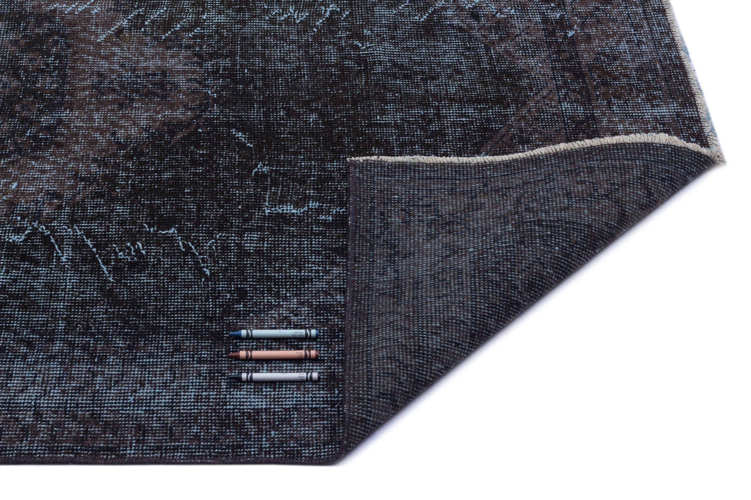 Atina Black Vintage Wool Handmade Area Rug 3'10" x 6'9"