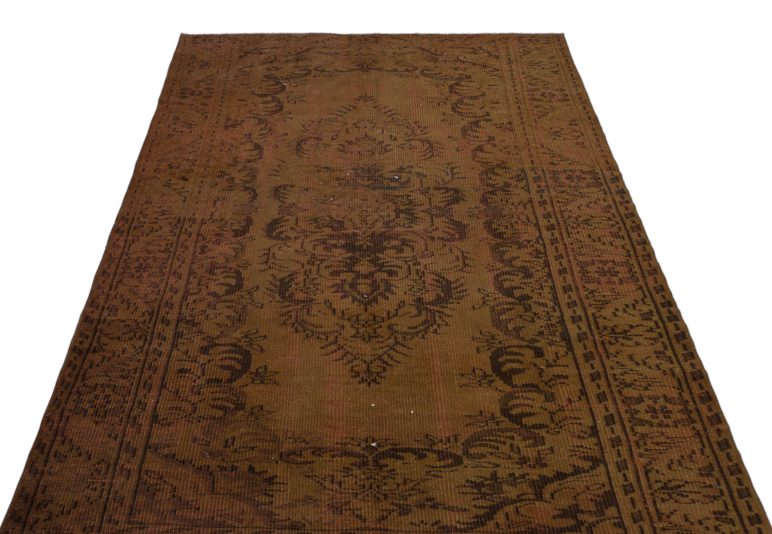 Atina Brown Vintage Wool Handmade Area Rug 4'11" x 8'4"