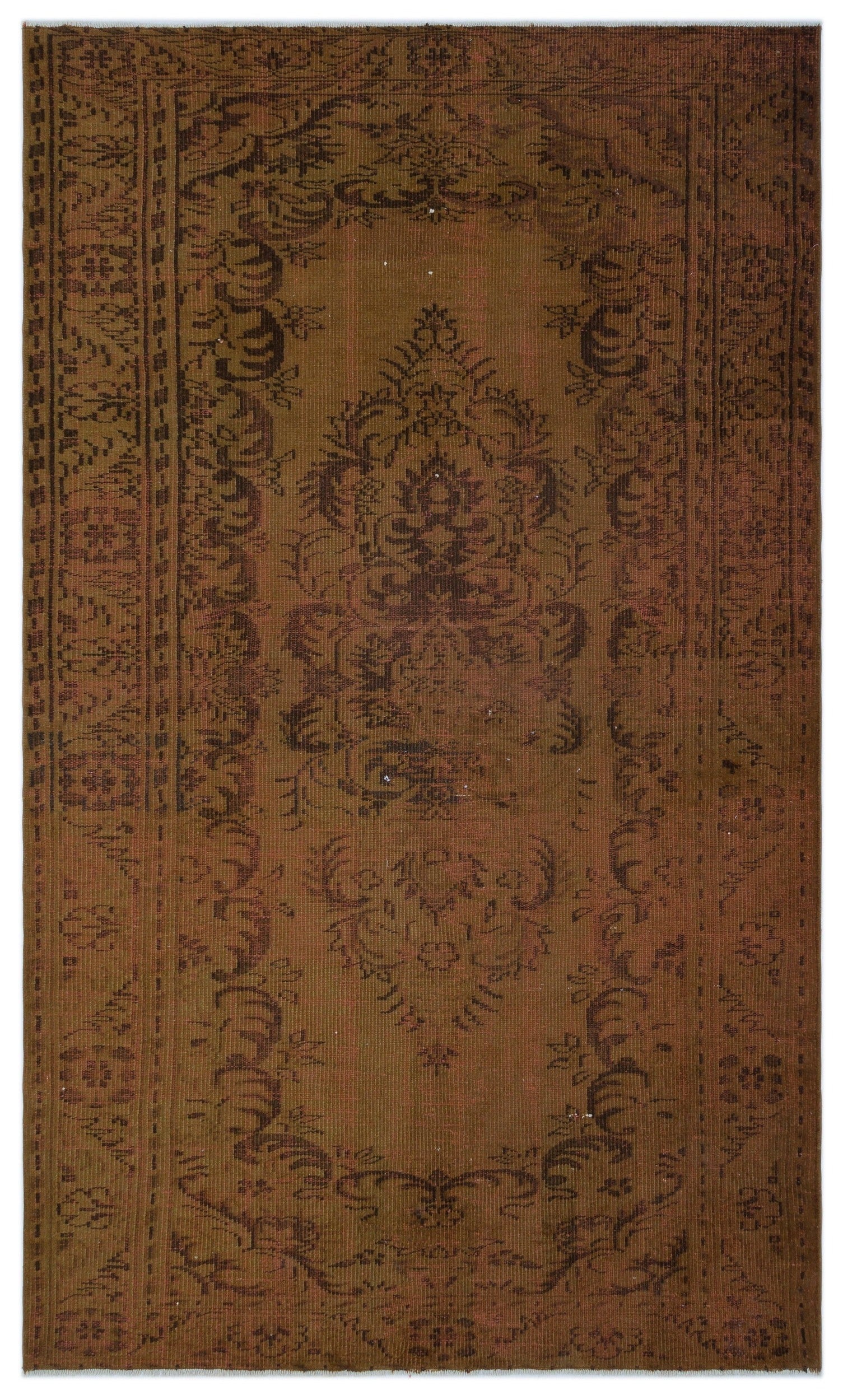 Atina Brown Vintage Wool Handmade Area Rug 4'11" x 8'4"