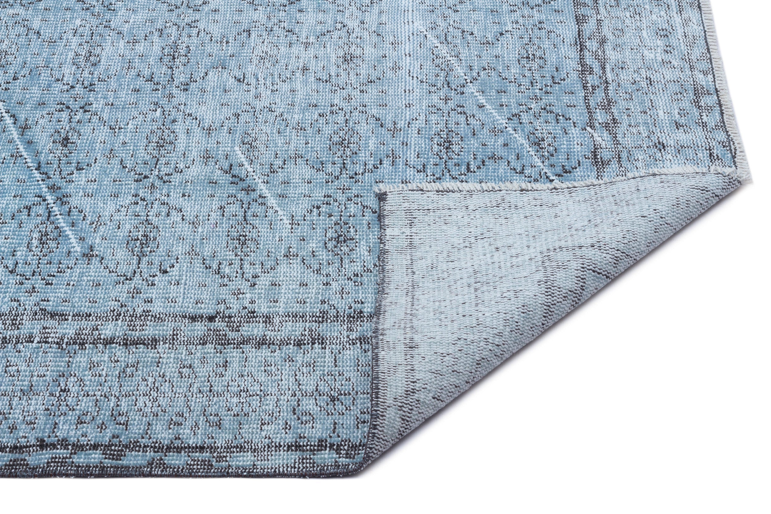 Atina Blue Vintage Wool Handmade Area Rug 5'5" x 9'1"