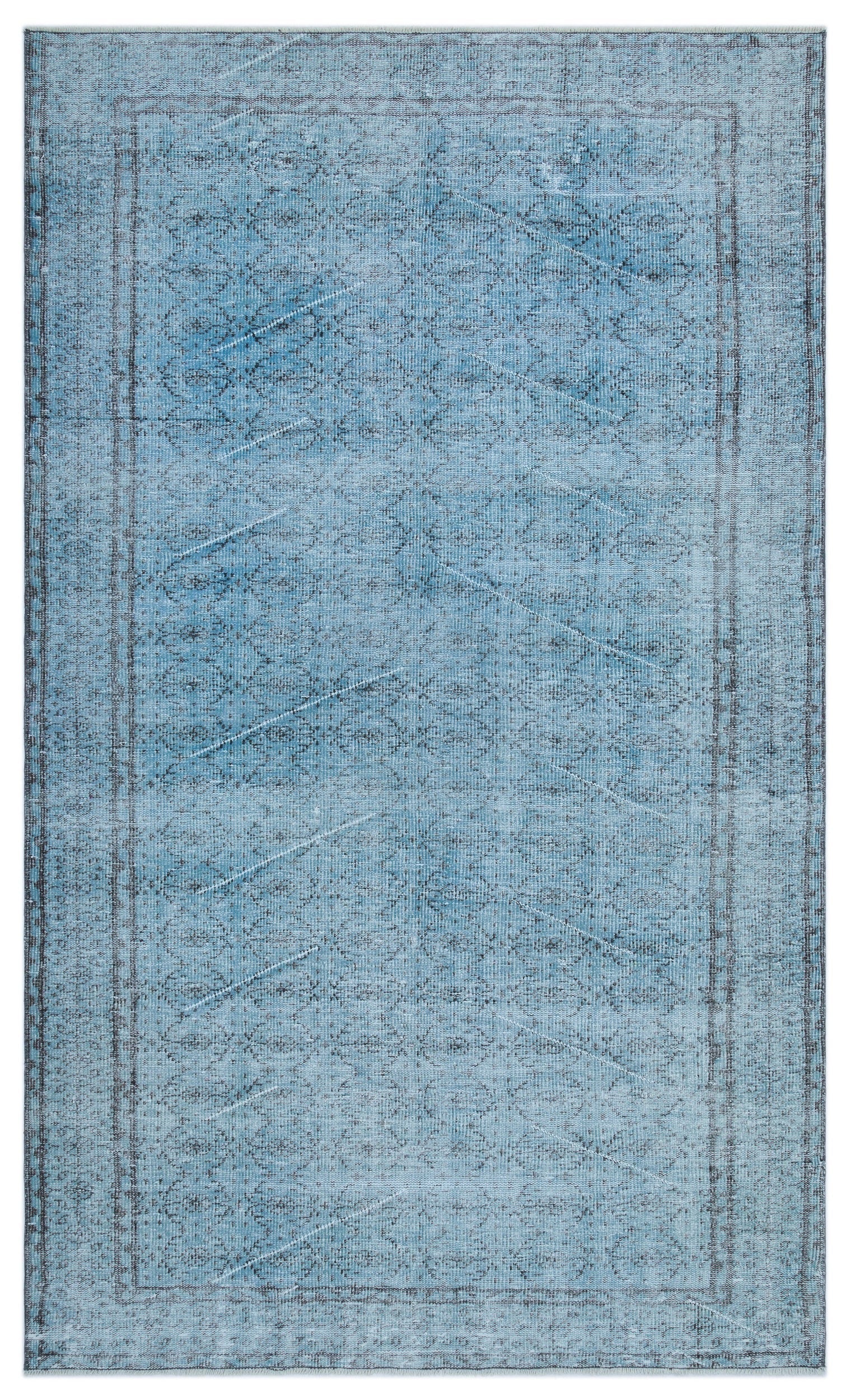 Atina Blue Vintage Wool Handmade Area Rug 5'5" x 9'1"