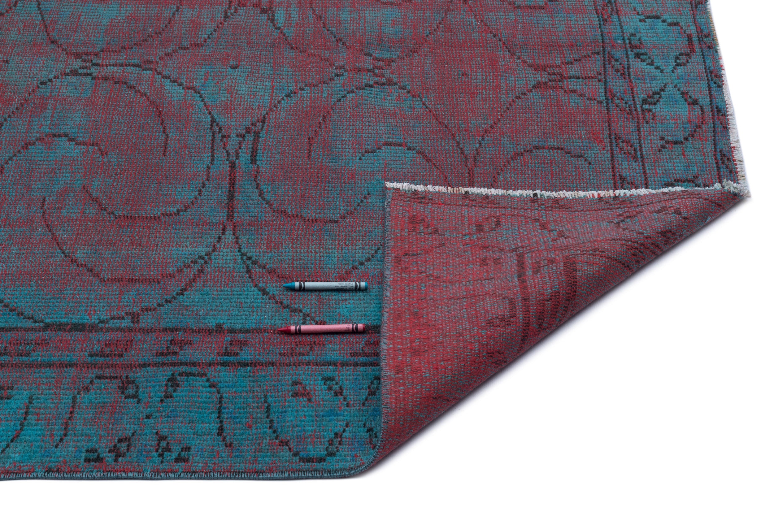 Atina Turquoise Vintage Wool Handmade Area Rug 4'8" x 7'0"