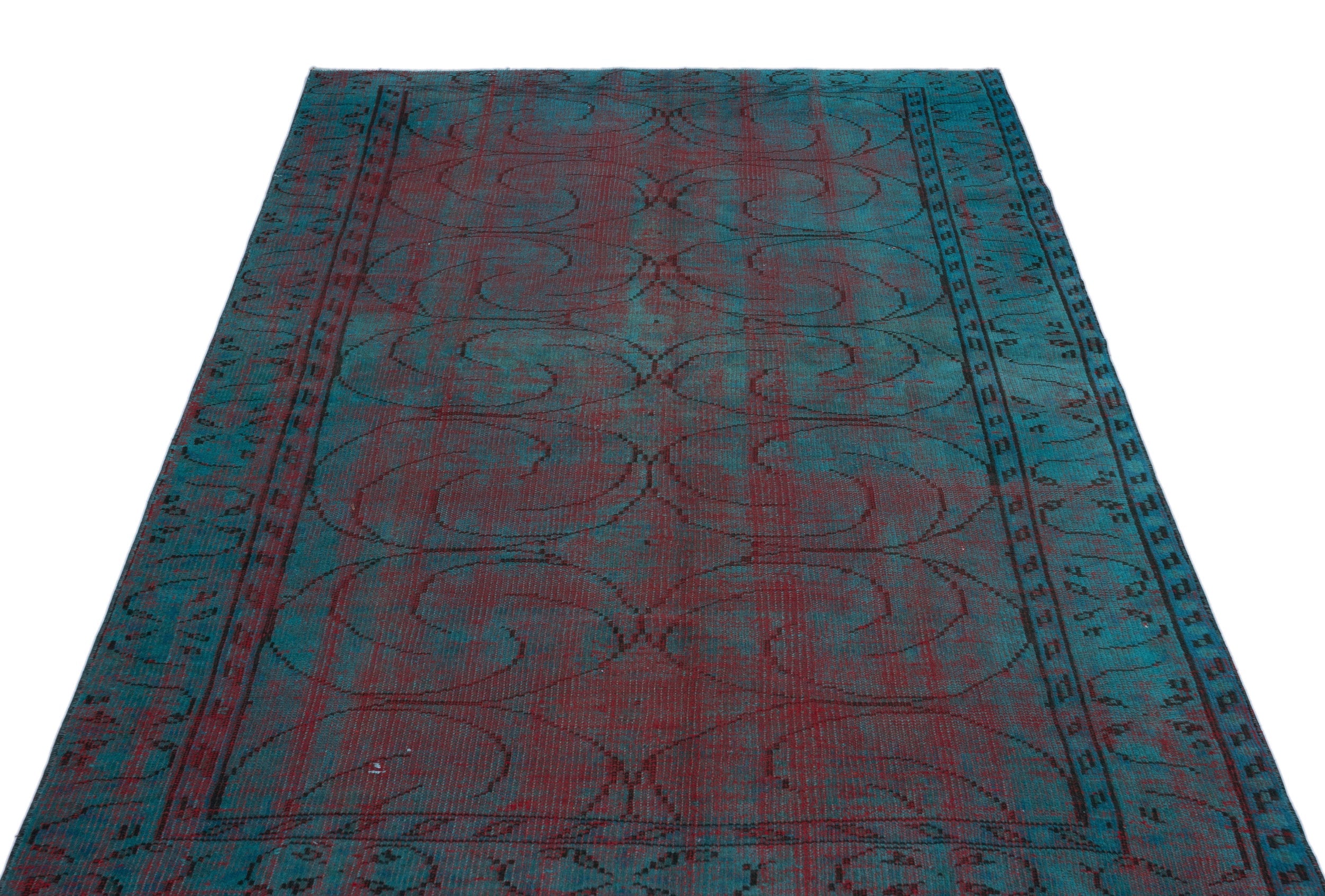 Atina Turquoise Vintage Wool Handmade Area Rug 4'8" x 7'0"