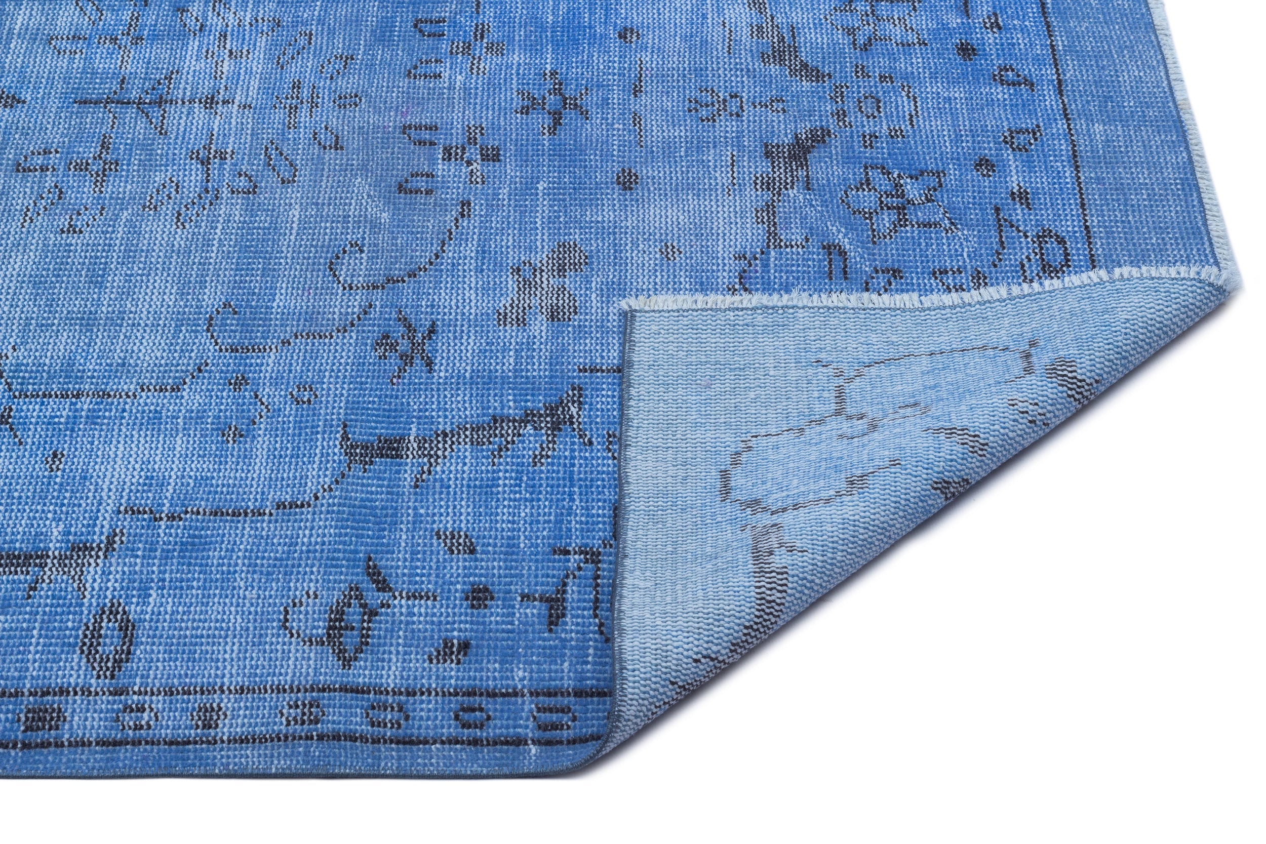 Atina Blue Vintage Wool Handmade Area Rug 4'6" x 8'4"