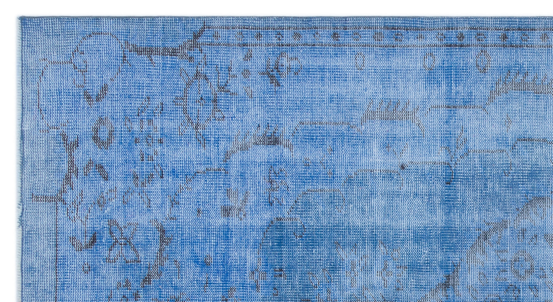 Atina Blue Vintage Wool Handmade Area Rug 4'6" x 8'4"