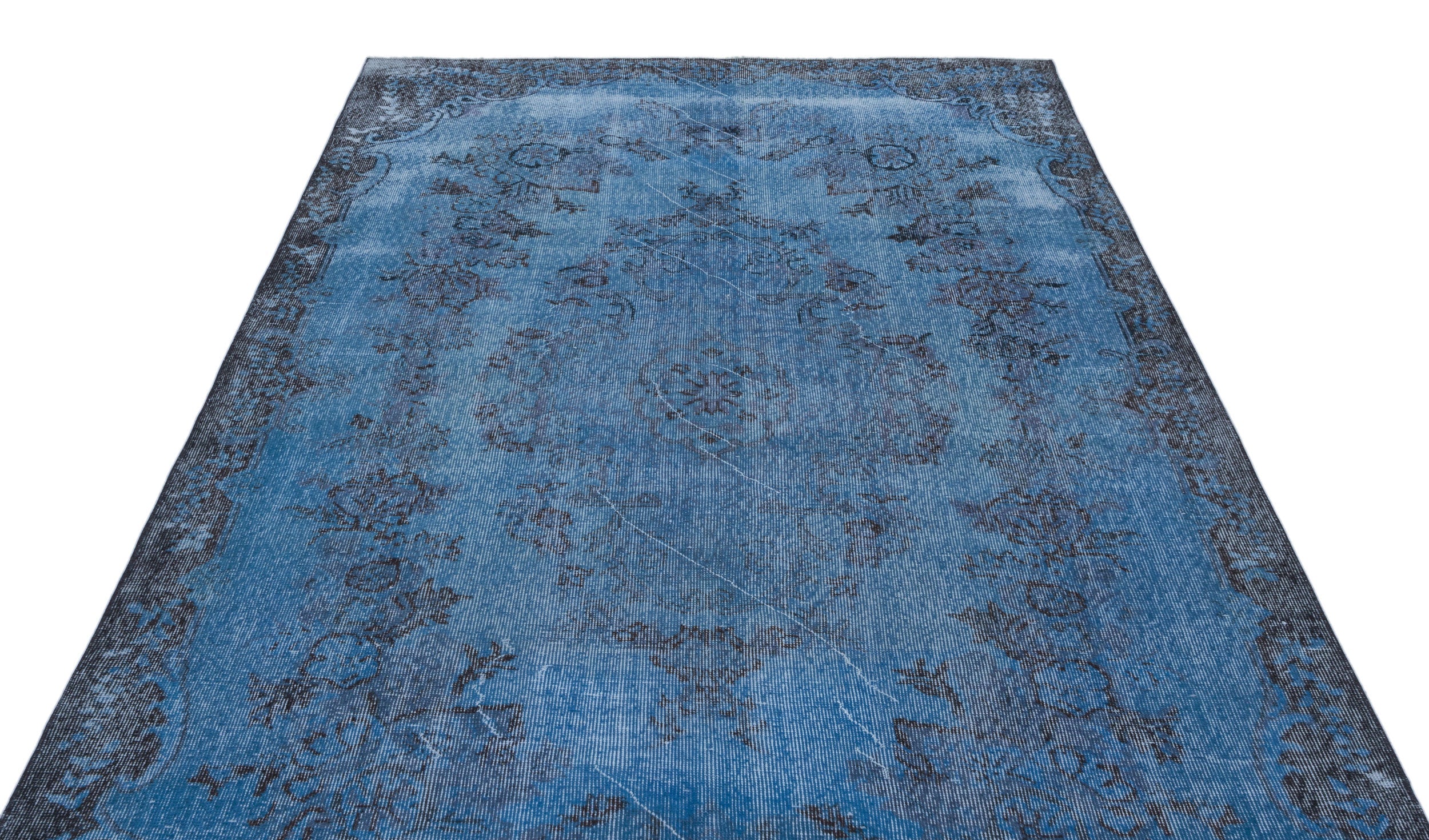 Atina Blue Vintage Wool Handmade Area Rug 5'9" x 9'5"