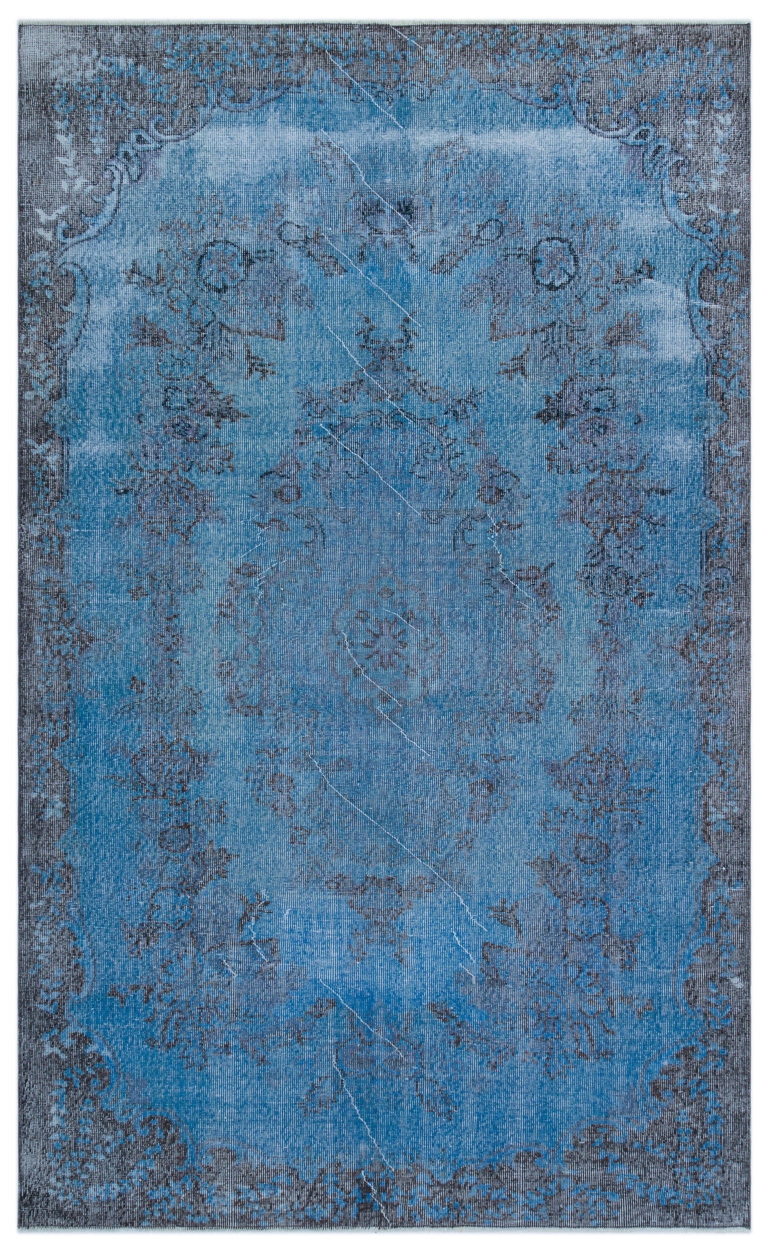 Atina Blue Vintage Wool Handmade Area Rug 5'9" x 9'5"