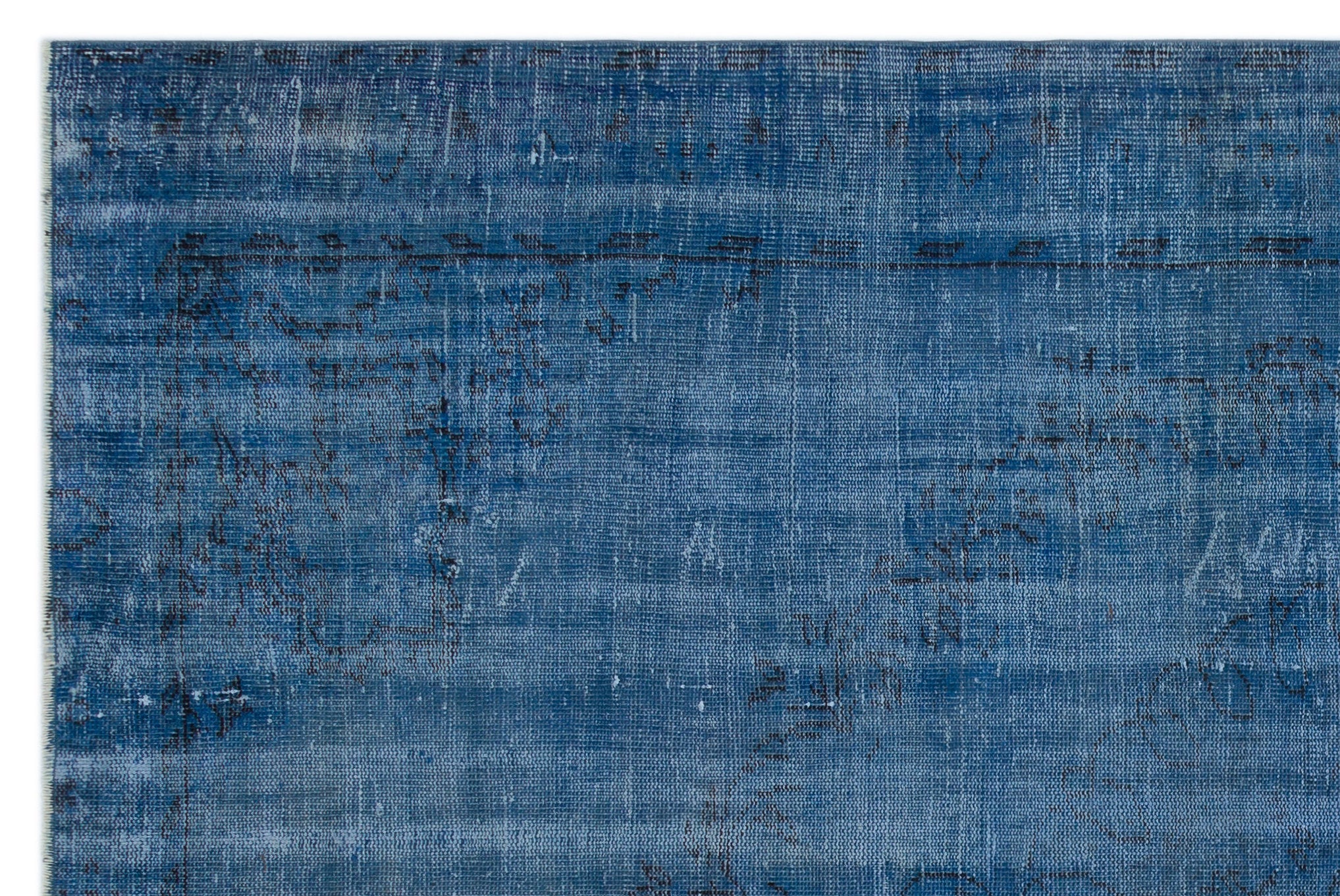 Atina Blue Vintage Wool Handmade Area Rug 6'3" x 9'5"