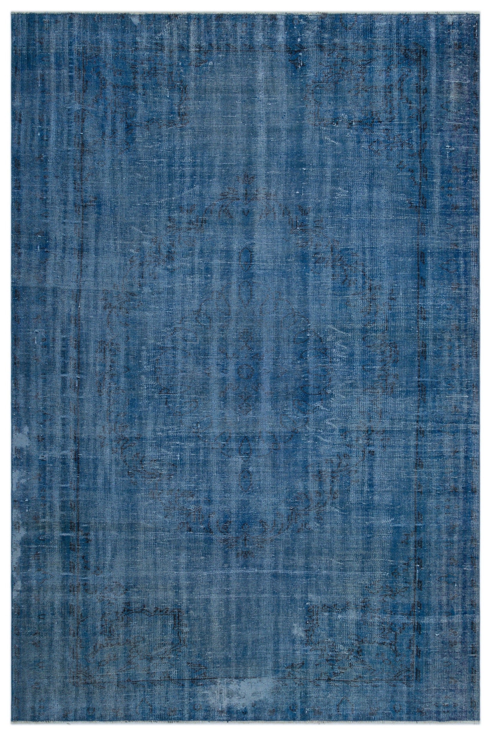 Atina Blue Vintage Wool Handmade Area Rug 6'3" x 9'5"