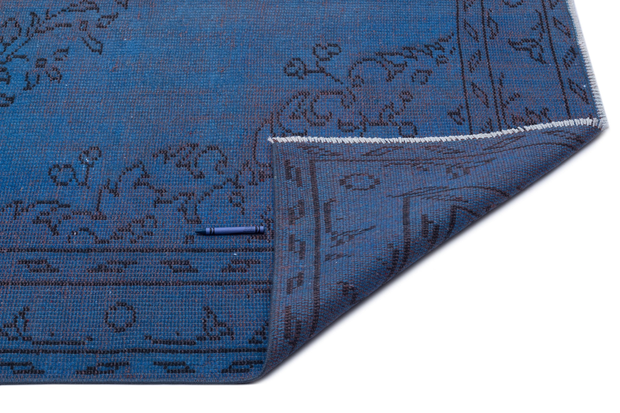 Atina Blue Vintage Wool Handmade Area Rug 5'5" x 9'3"
