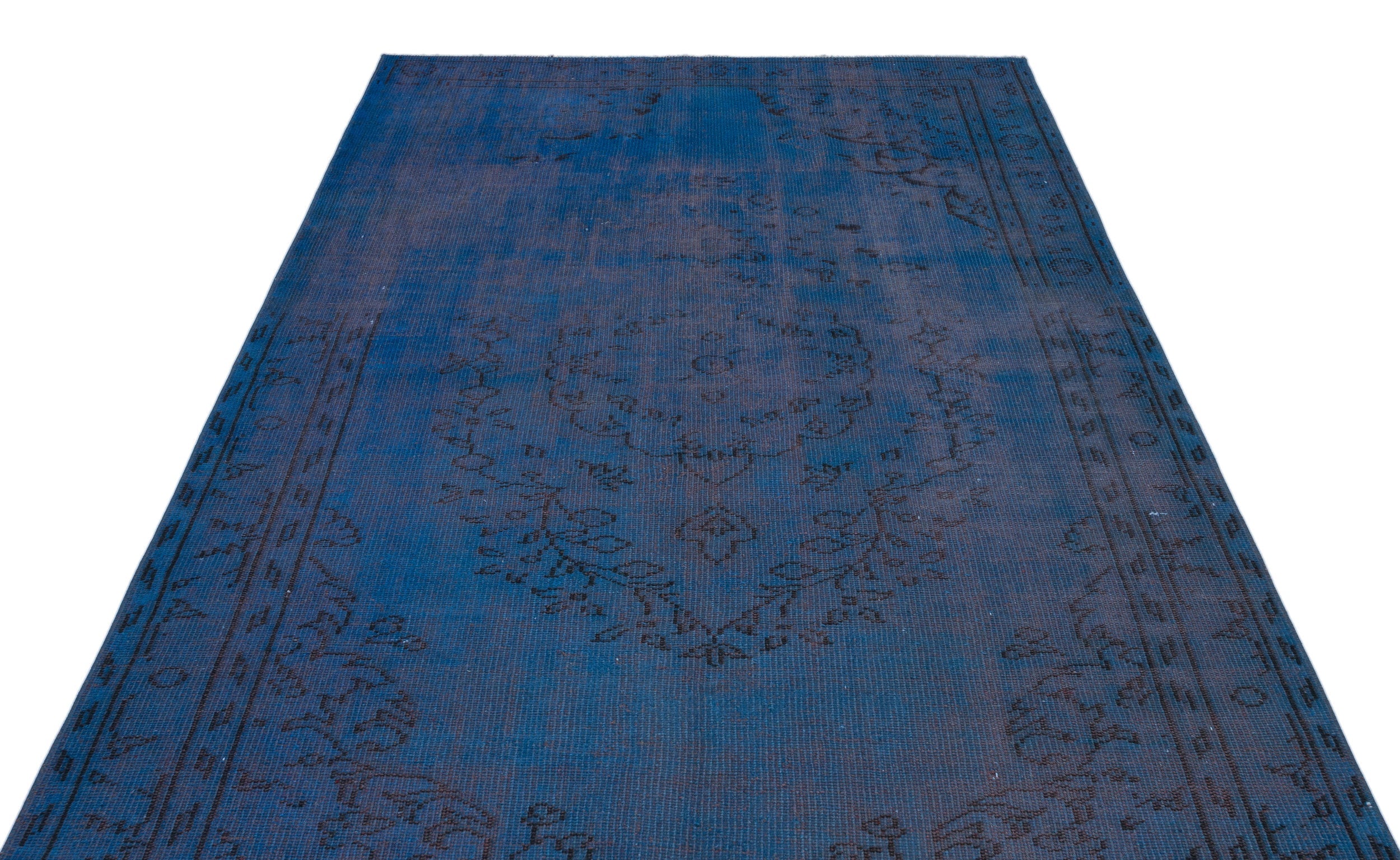 Atina Blue Vintage Wool Handmade Area Rug 5'5" x 9'3"