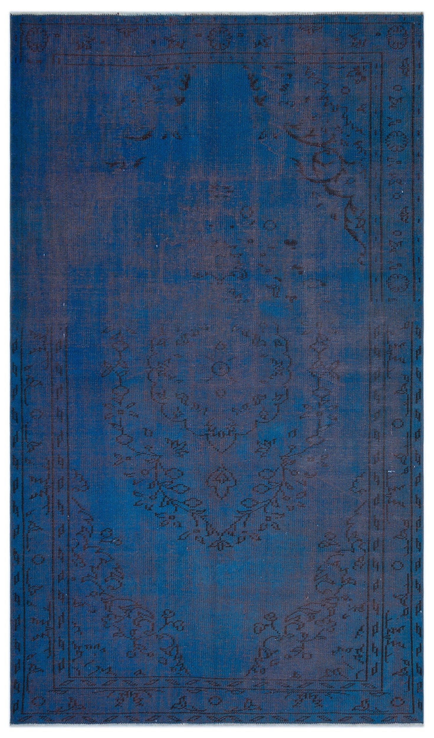 Atina Blue Vintage Wool Handmade Area Rug 5'5" x 9'3"