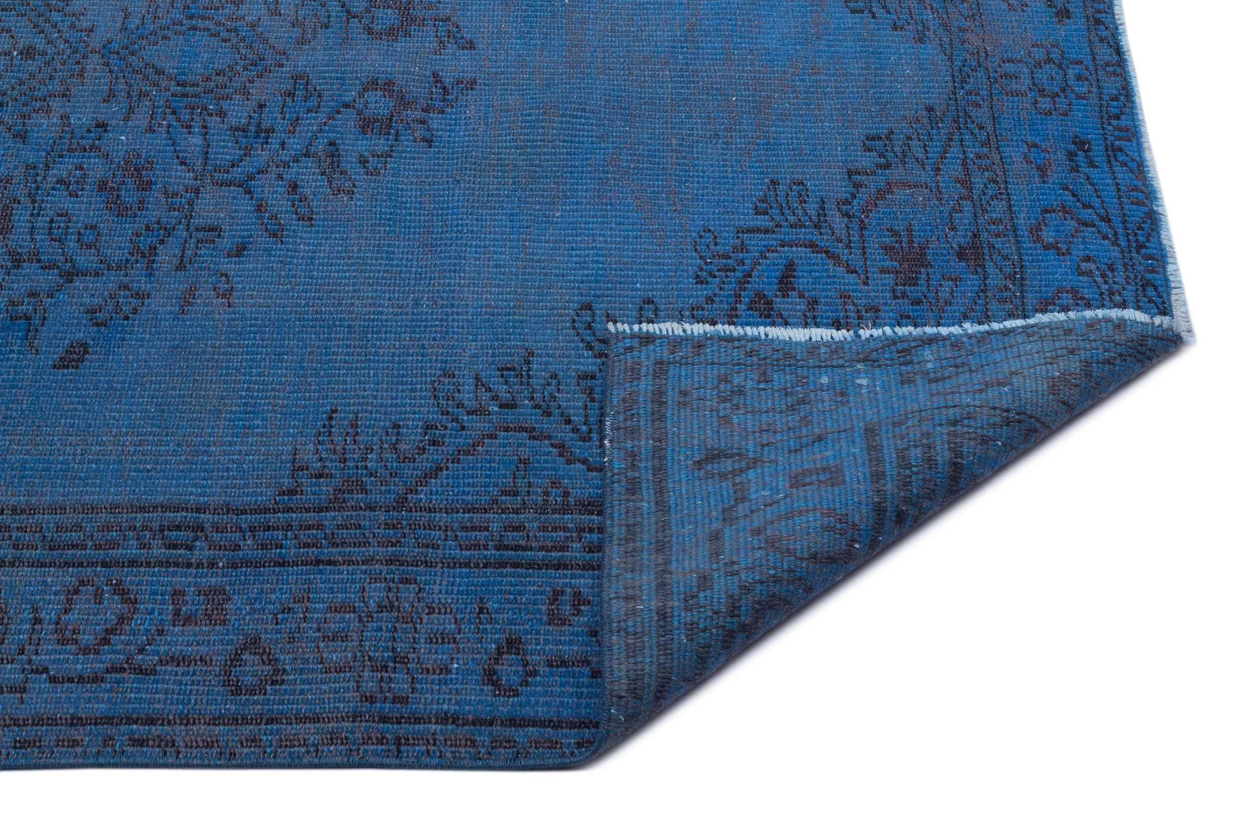 Atina Blue Vintage Wool Handmade Area Rug 4'11" x 8'2"