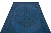 Atina Blue Vintage Wool Handmade Area Rug 4'11" x 8'2"