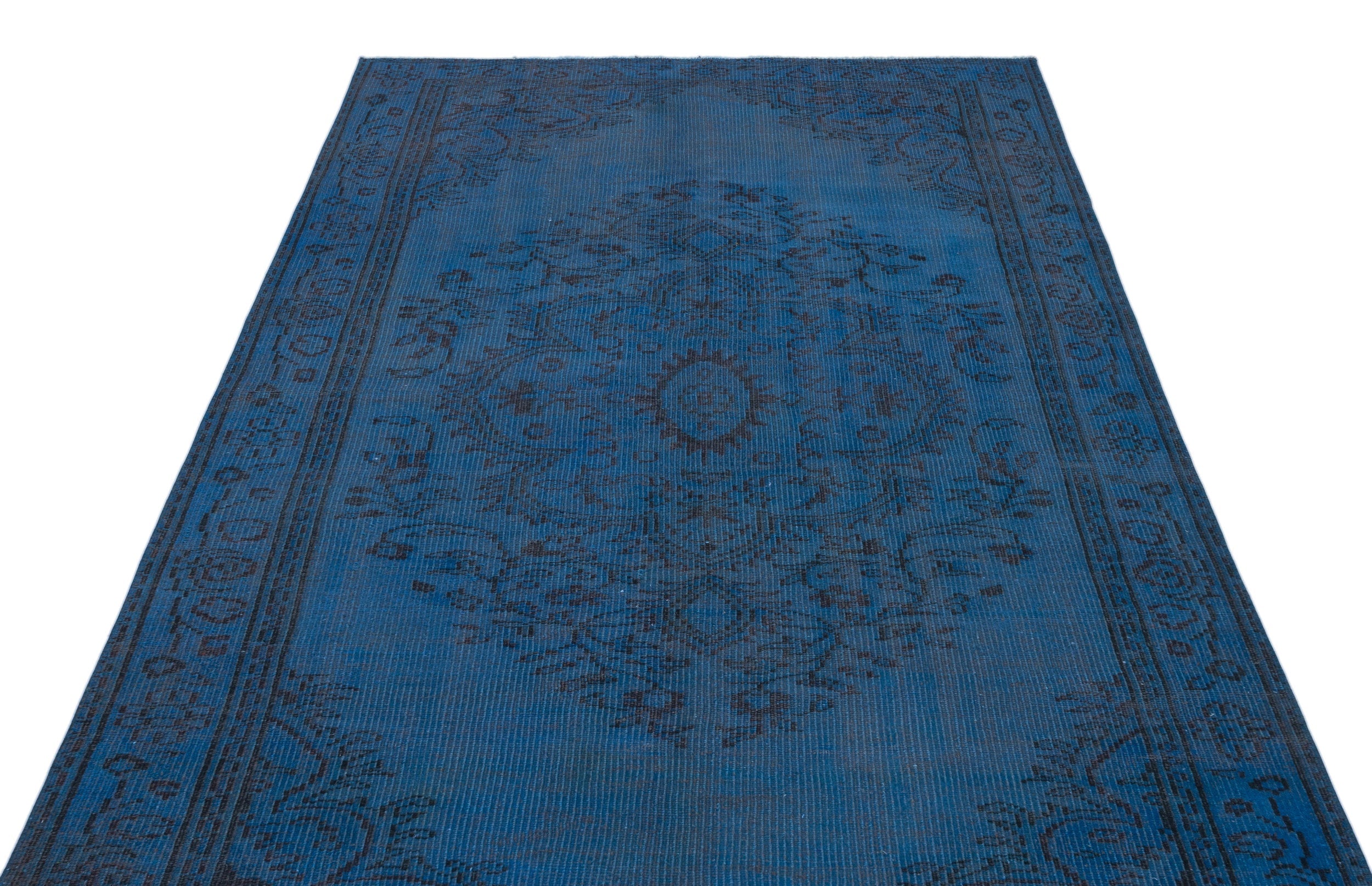 Atina Blue Vintage Wool Handmade Area Rug 4'11" x 8'2"