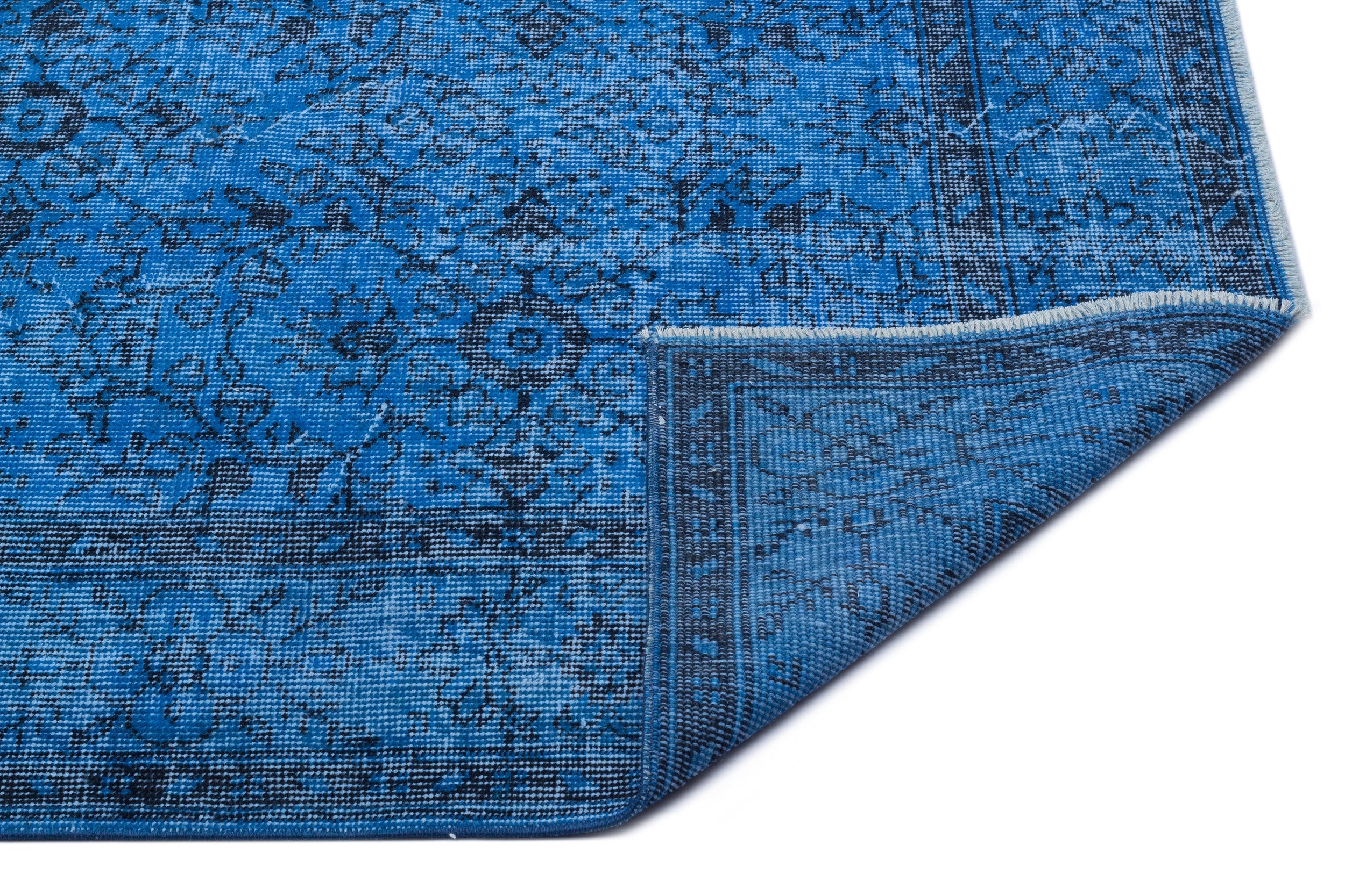 Atina Blue Vintage Wool Handmade Area Rug 5'10" x 9'5"