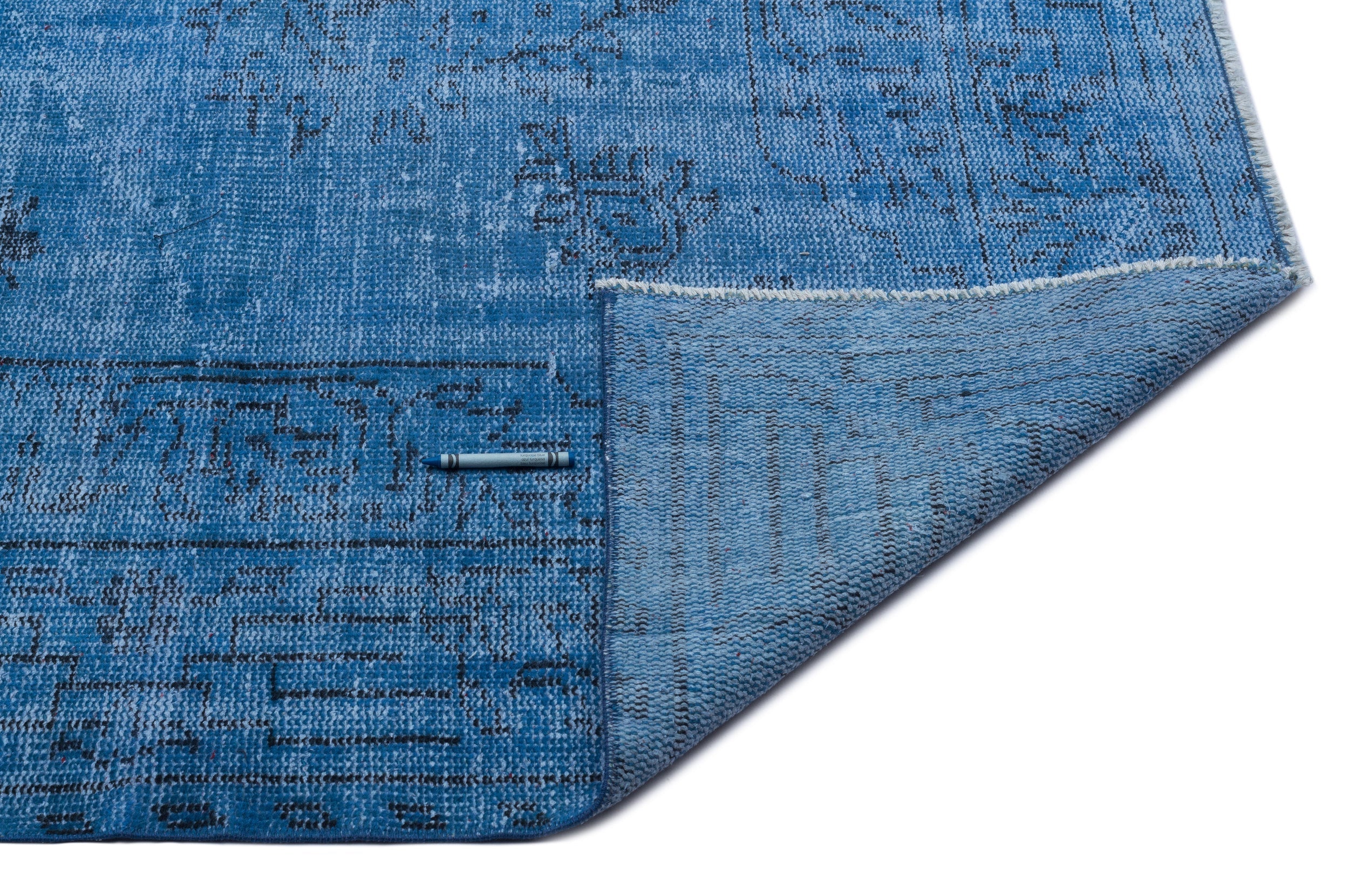 Atina Blue Vintage Wool Handmade Area Rug 5'9" x 9'9"