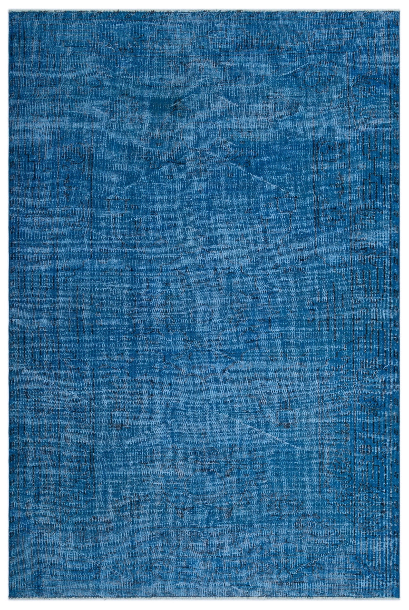 Atina Blue Vintage Wool Handmade Area Rug 5'9" x 9'9"
