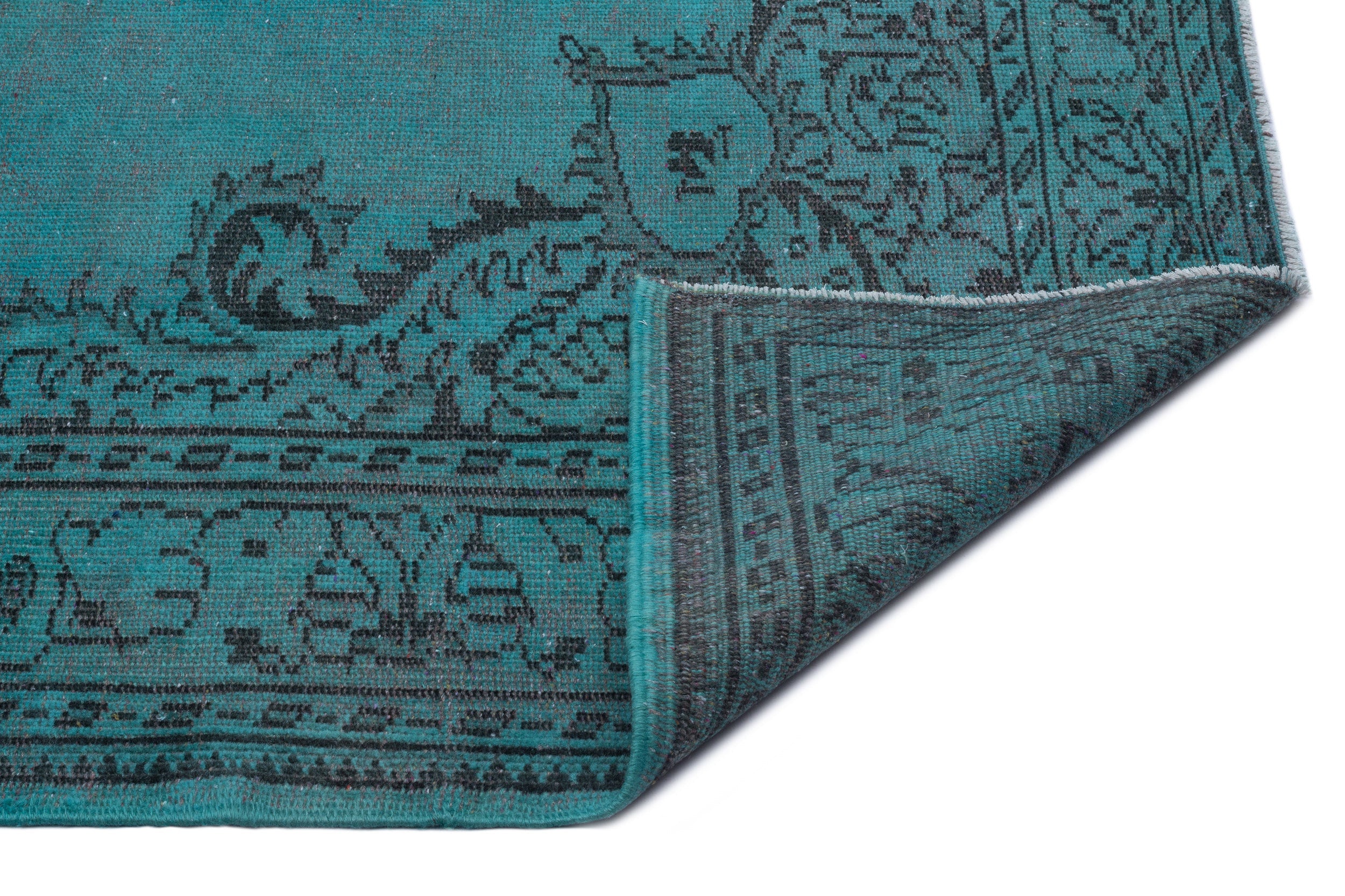 Atina Turquoise Vintage Wool Handmade Area Rug 5'10" x 8'7"