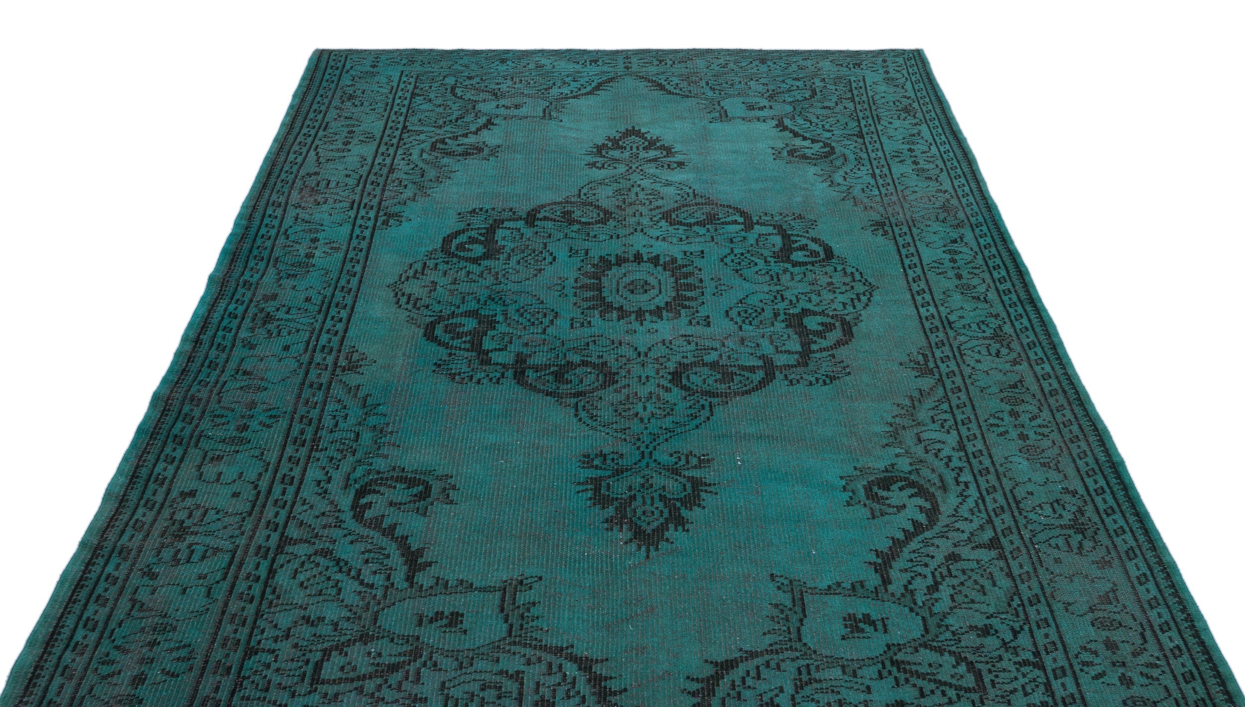 Atina Turquoise Vintage Wool Handmade Area Rug 5'10" x 8'7"