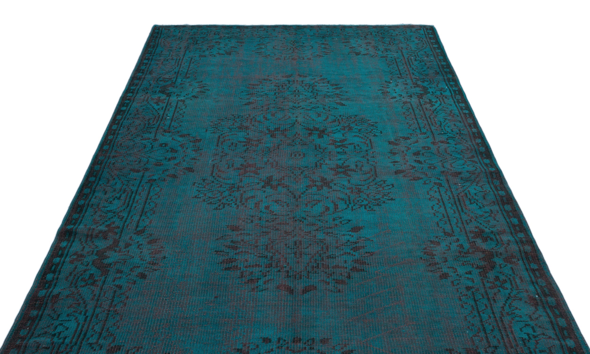 Atina Turquoise Vintage Wool Handmade Area Rug 5'7" x 9'6"