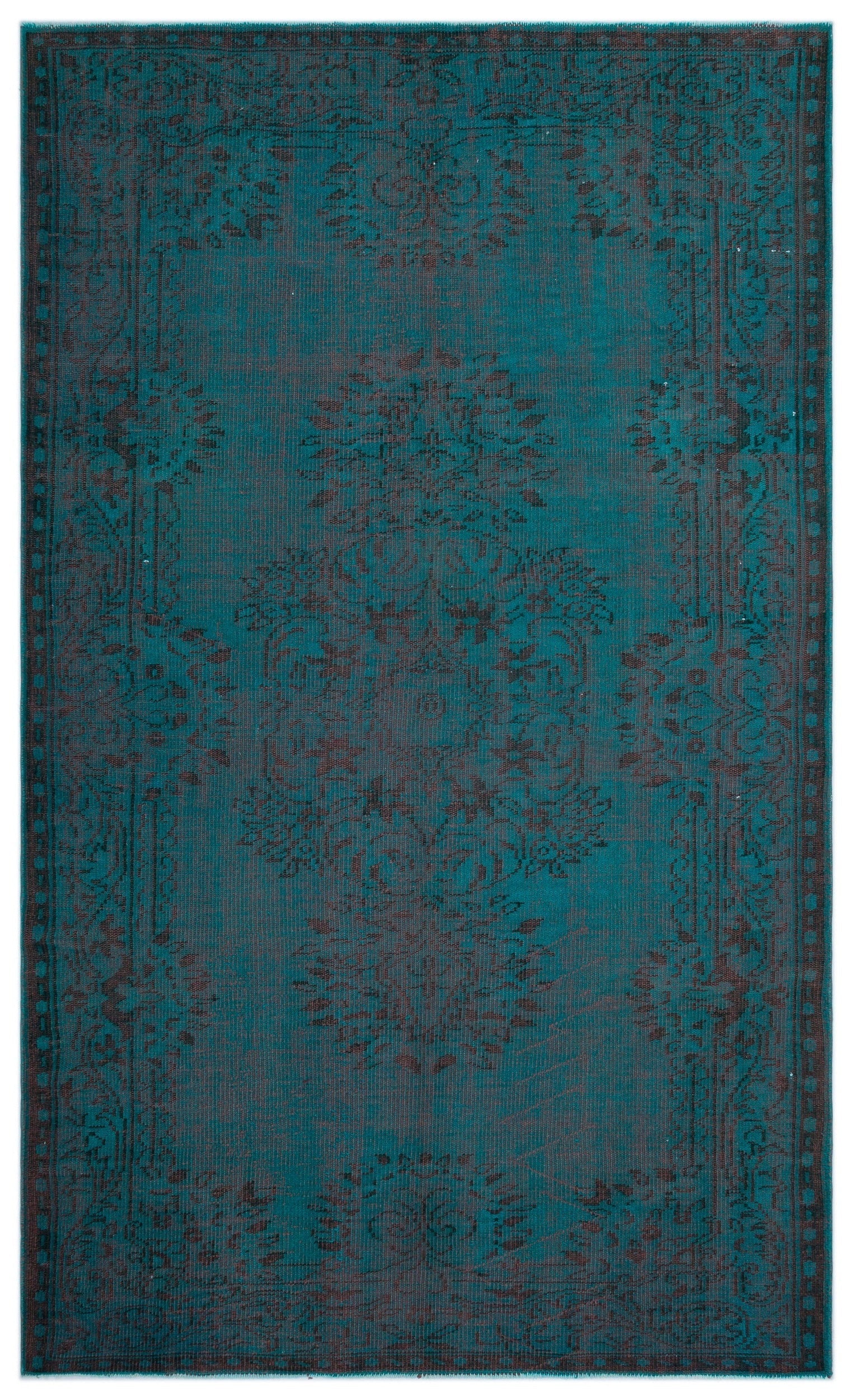 Atina Turquoise Vintage Wool Handmade Area Rug 5'7" x 9'6"