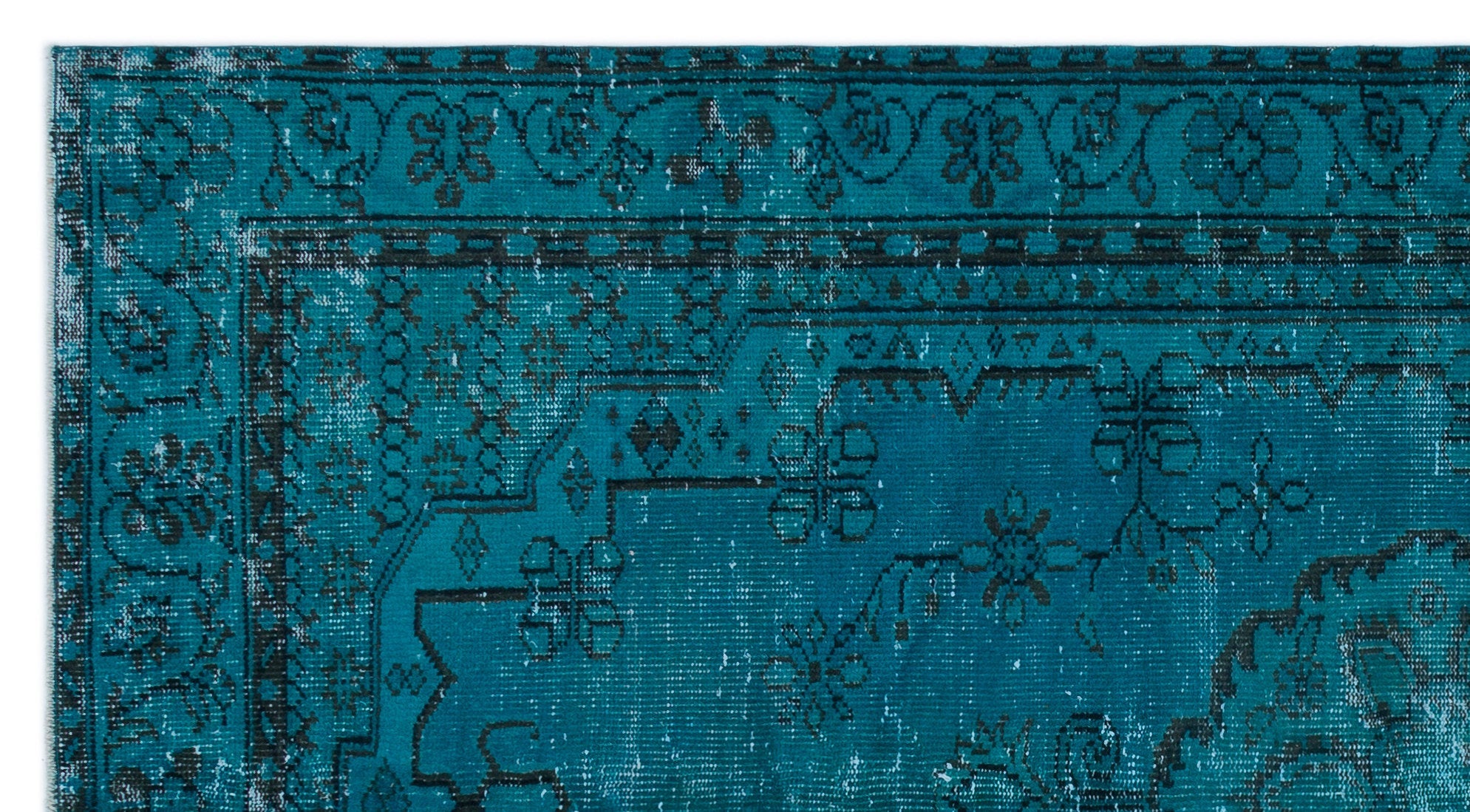 Atina Turquoise Vintage Wool Handmade Area Rug 5'7" x 8'4"