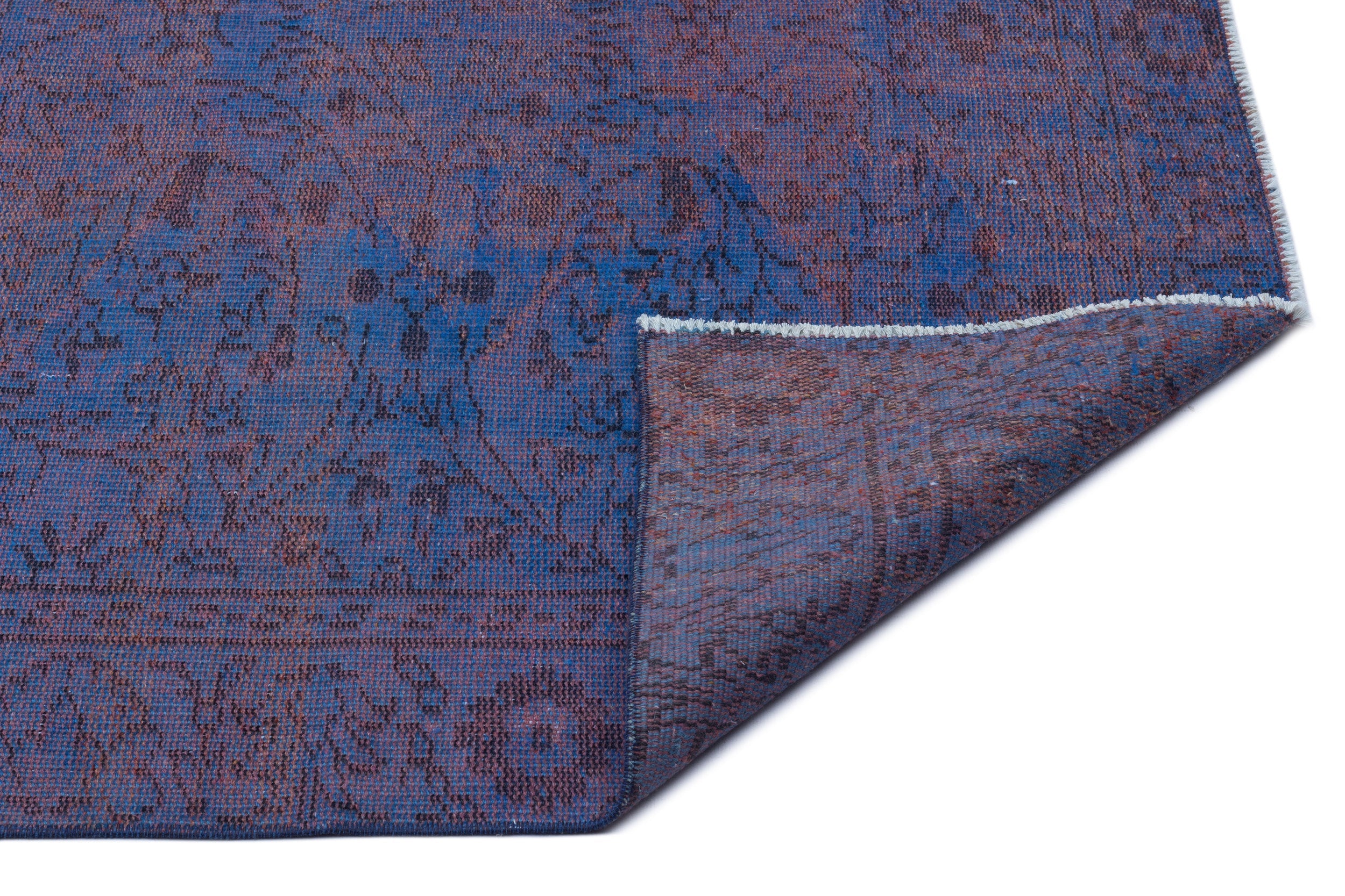 Atina Blue Vintage Wool Handmade Area Rug 5'5" x 8'10"
