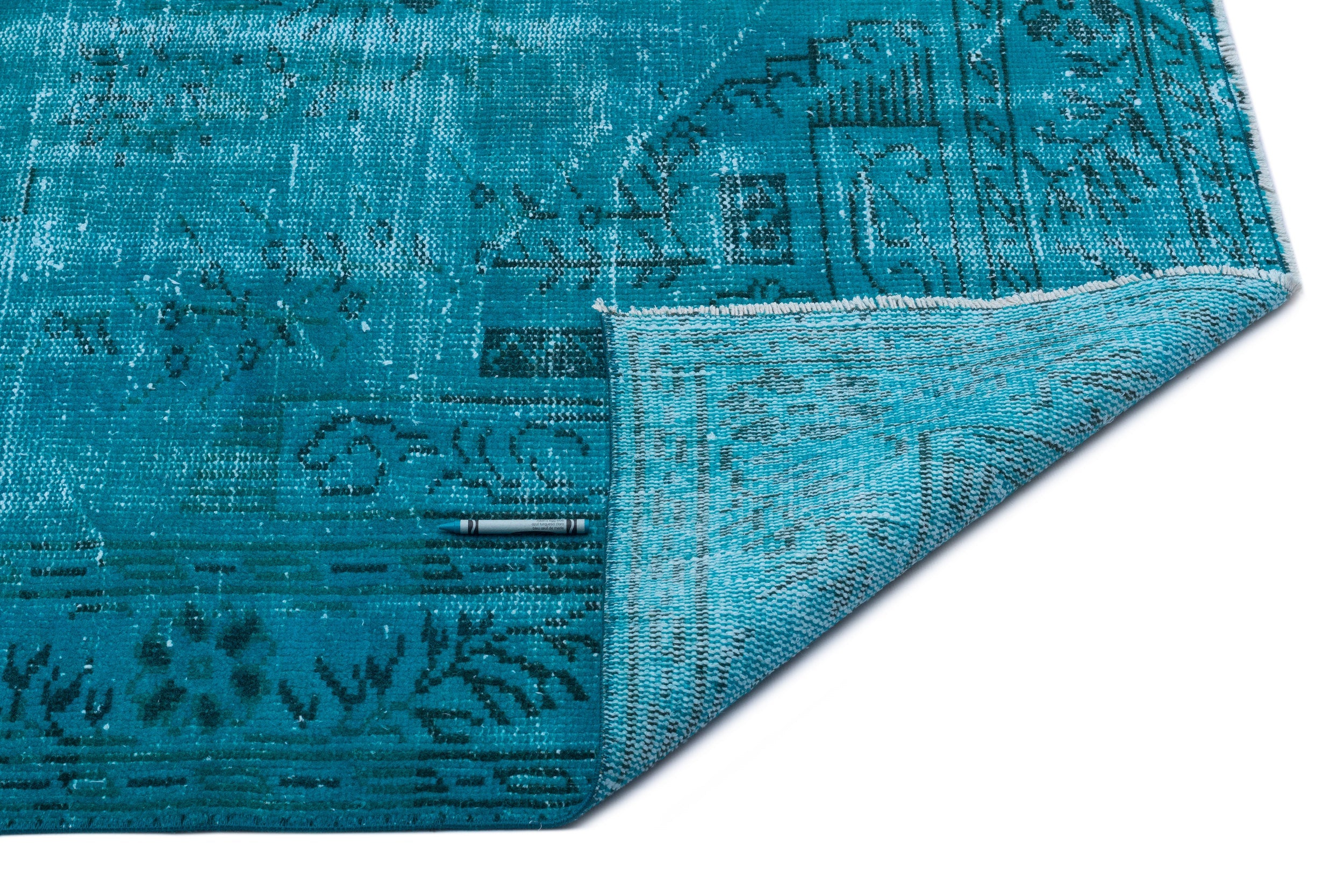Atina Turquoise Vintage Wool Handmade Area Rug 5'8" x 8'8"