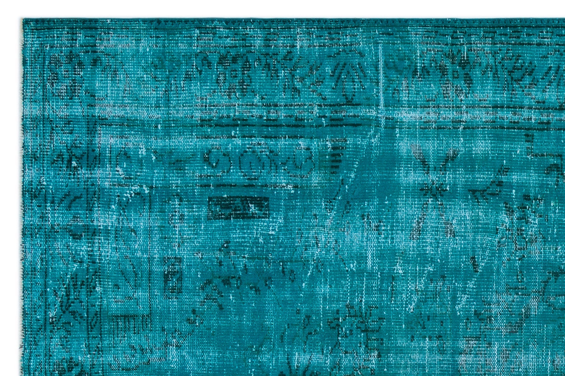 Atina Turquoise Vintage Wool Handmade Area Rug 5'8" x 8'8"