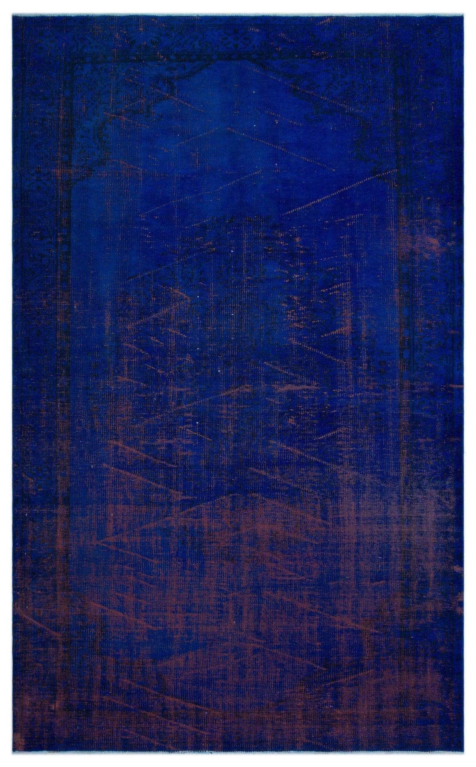 Atina Blue Vintage Wool Handmade Area Rug 6'6" x 10'6"