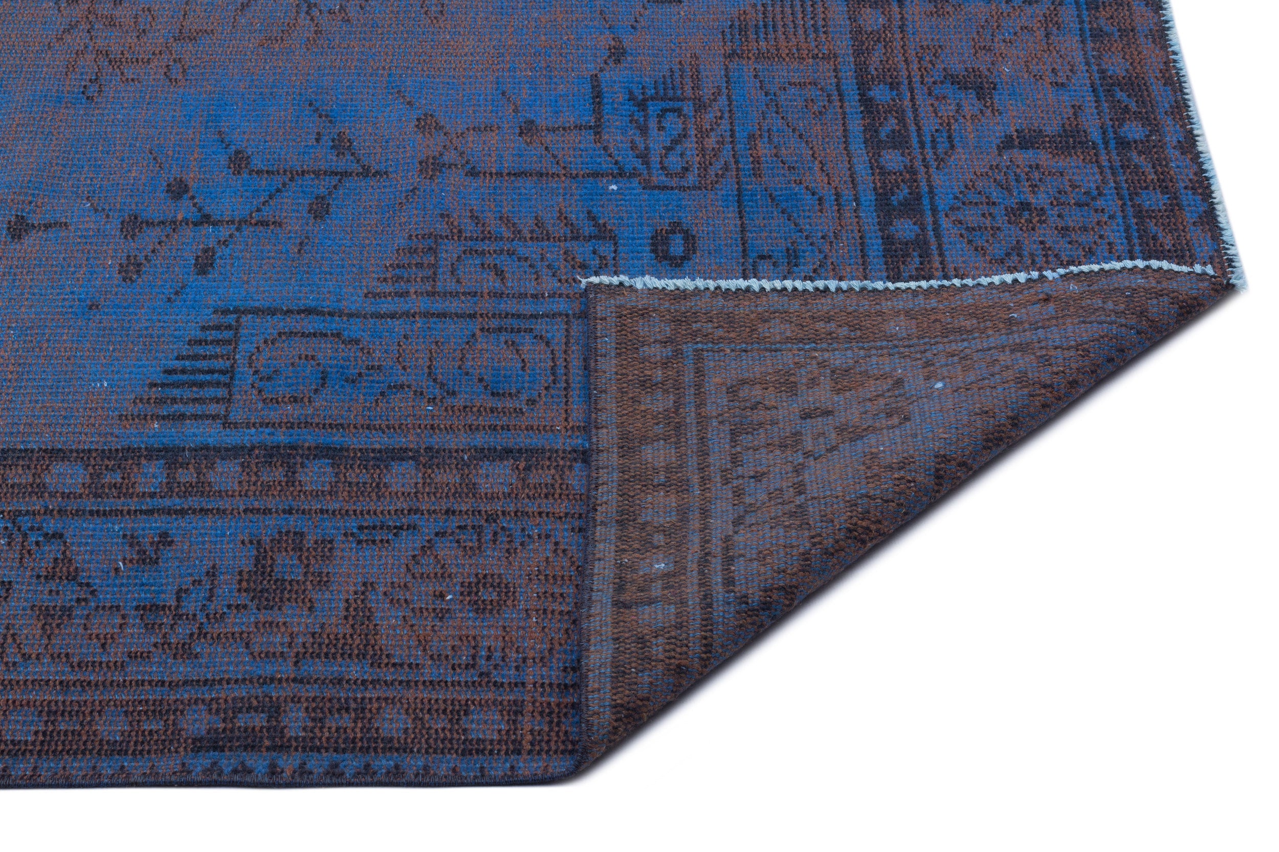 Atina Blue Vintage Wool Handmade Area Rug 6'1" x 9'1"