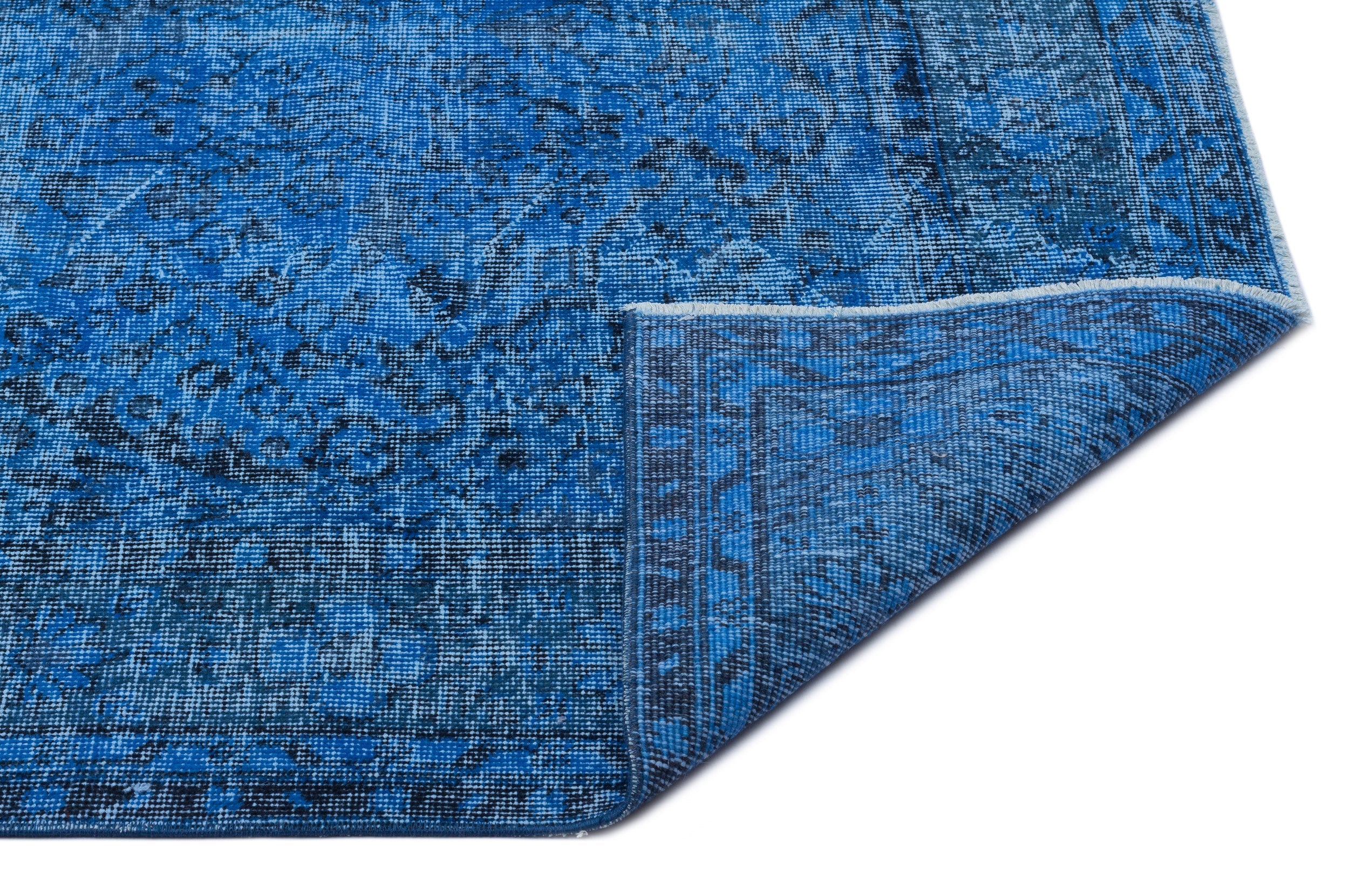 Atina Blue Vintage Wool Handmade Area Rug 5'5" x 9'0"