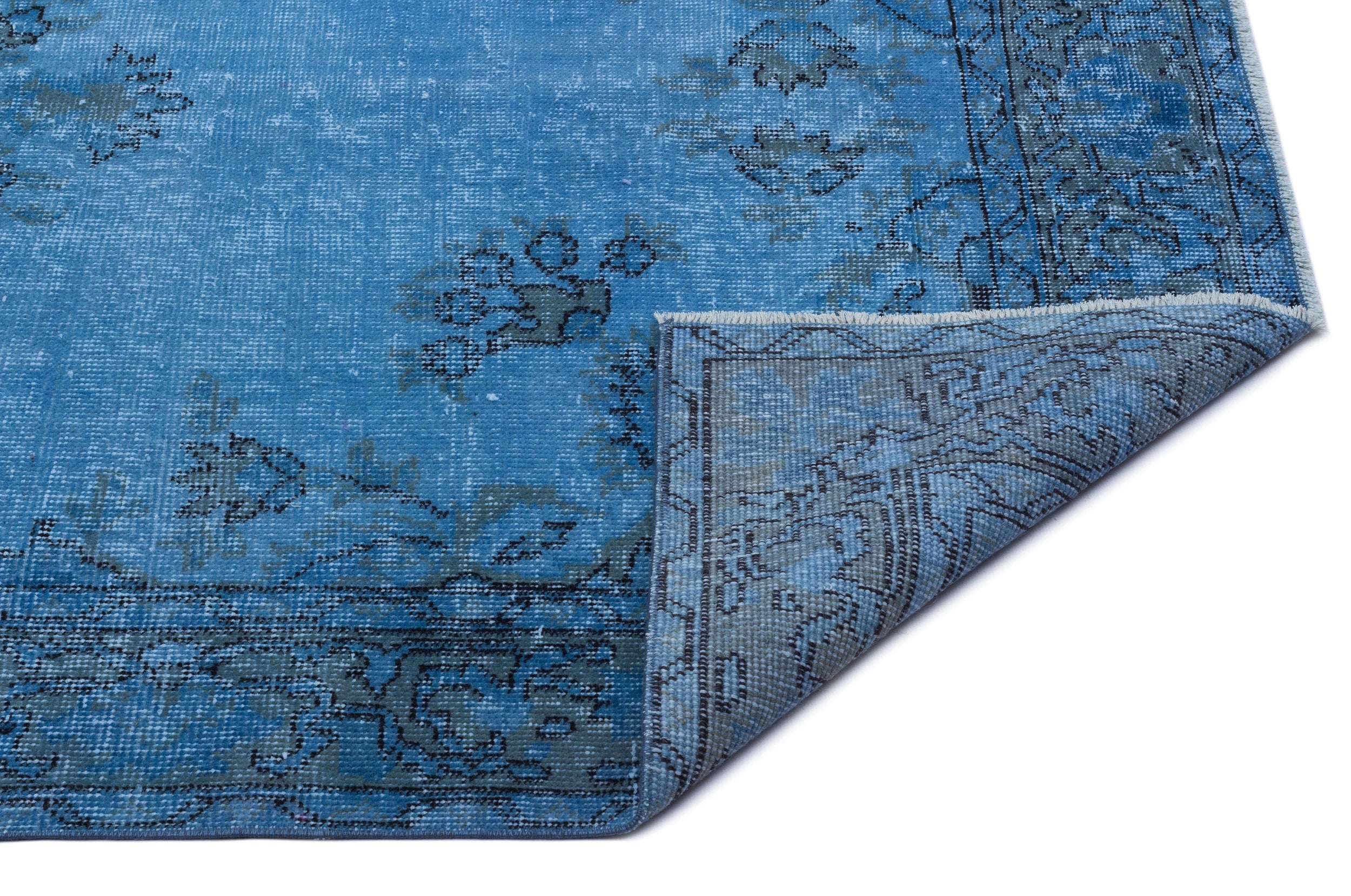 Atina Turquoise Vintage Wool Handmade Area Rug 4'4" x 8'2"